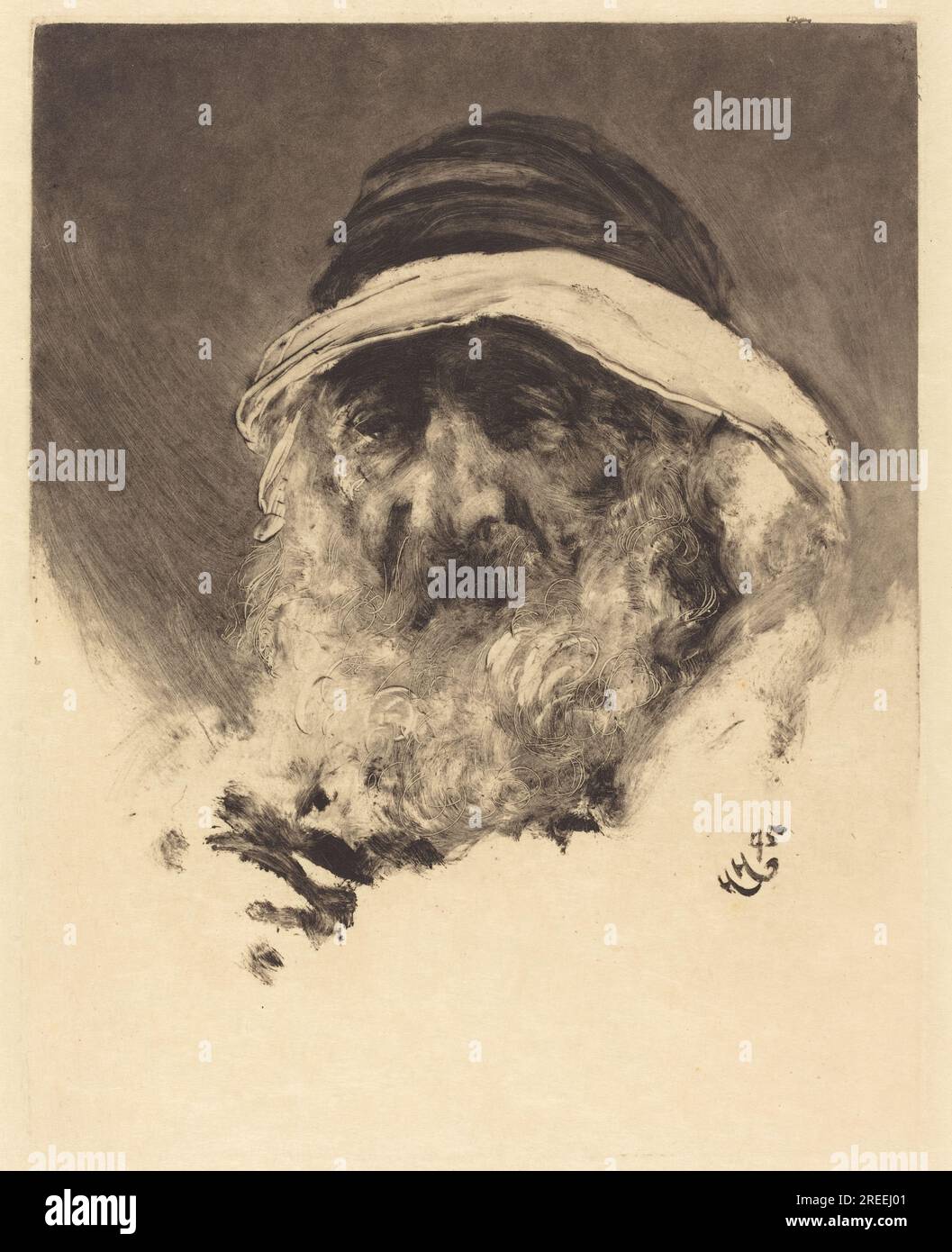 "Hubert von Herkomer, Study of an Arab Head, 1895, herkomertype on wove paper, plate: 23,1 x 18,2 cm (9 1/8 x 7 3/16 in.) Foglio: 30,5 x 23,1 cm (12 x 1/8 pollici), regalo di Jacob Kainen, 2002,98,129' Foto Stock "Hubert von Herkomer, Study of an Arab Head, 1895, herkomertype on wove paper, plate: 23,1 x 18,2 cm (9 1/8 x 7 3/16 in.) Foglio: 30,5 x 23,1 cm (12 x 1/8 pollici), regalo di Jacob Kainen, 2002,98,129' Foto Stock