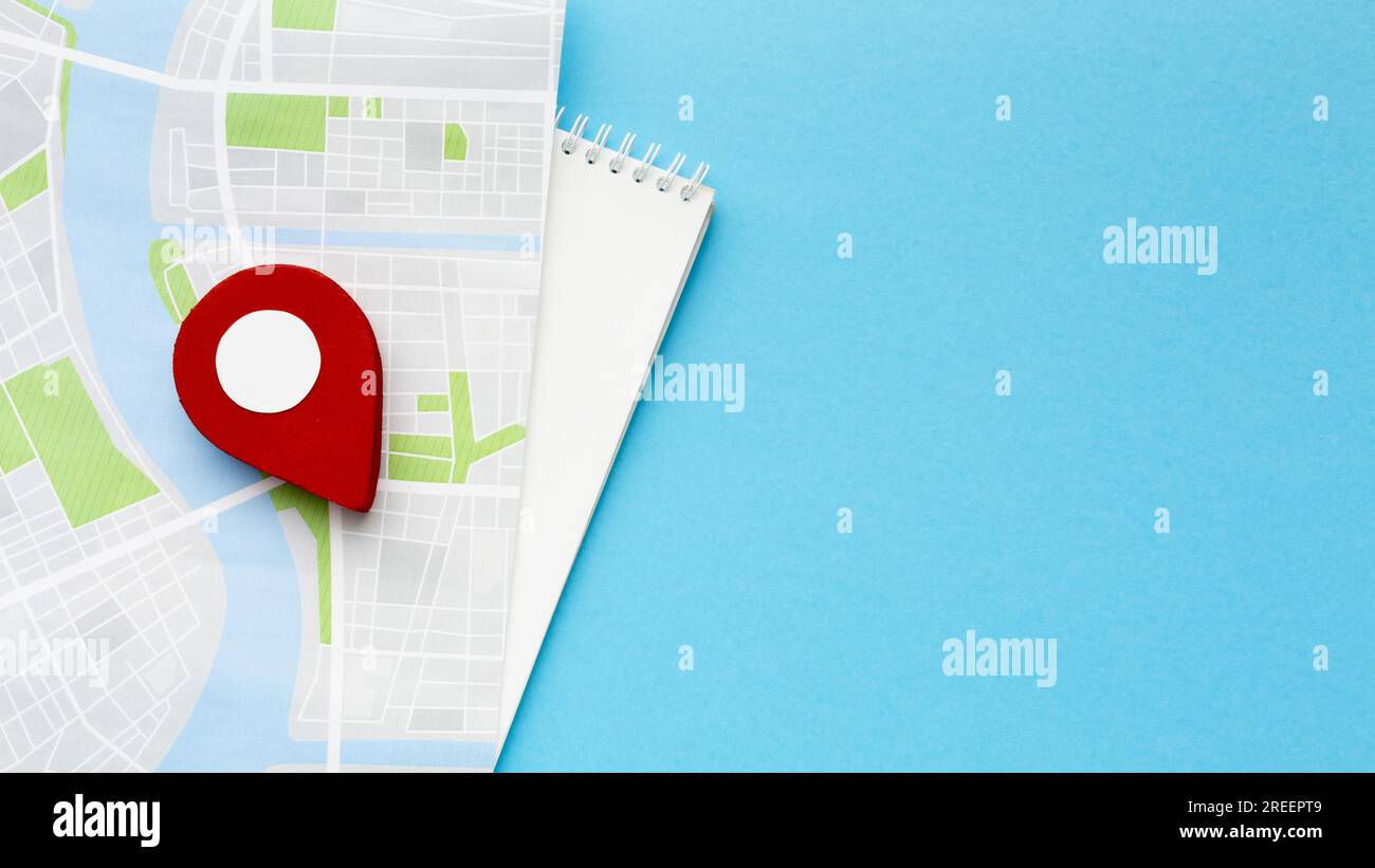 Sfondo blu mappa vista dall'alto. Risoluzione e foto bellissime di alta qualità Foto Stock