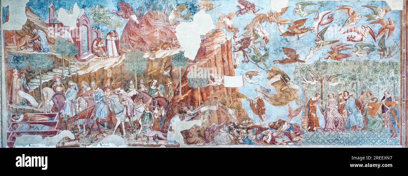 Il Trionfo della morte, affresco di Buonamico Buffalmacco, Camposanto Monumentale, Piazza dei Miracoli Foto Stock