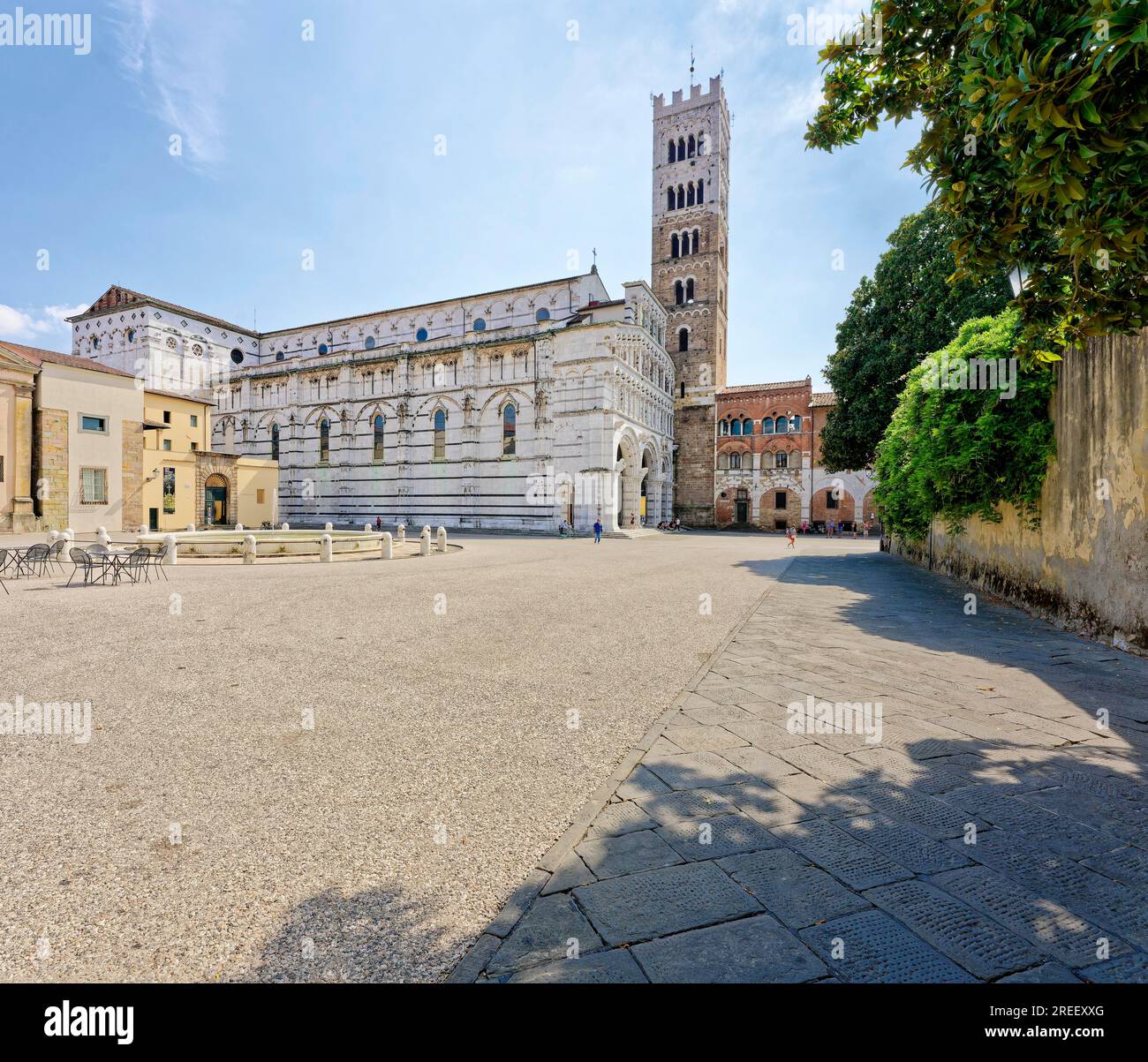 Vista laterale, Cattedrale, Cattedrale di San Martino e Duomo di Lucca, Lucca, Toscana, Italia Foto Stock
