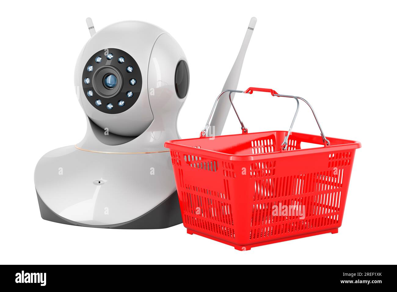 Videocamera Internet Protocol con carrello, rendering 3D isolato su sfondo bianco Foto Stock