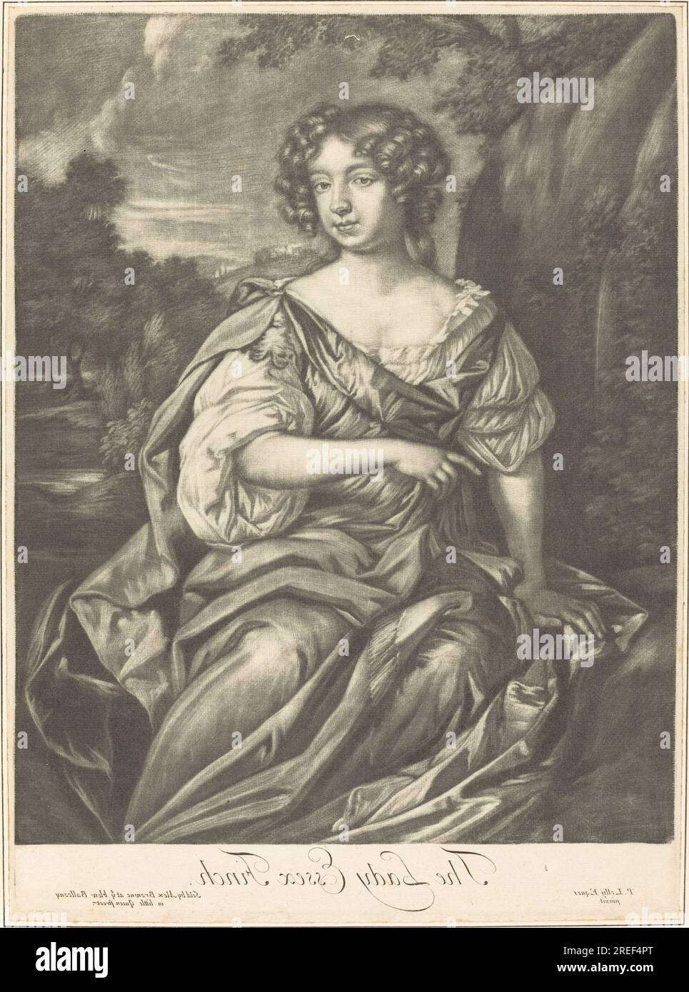 Alexander Browne dopo Sir Peter Lely, The Lady Essex Finch, c. 1680, mezzotinta su carta deposta (controprova), piastra: 23,7 x 24,8 cm (9 5/16 x 9 3/4 pollici) Foglio: 24,6 x 25,2 cm (9 11/16 x 15/16 pollici), Paul Mellon Fund, 2001.118,4' Foto Stock Alexander Browne dopo Sir Peter Lely, The Lady Essex Finch, c. 1680, mezzotinta su carta deposta (controprova), piastra: 23,7 x 24,8 cm (9 5/16 x 9 3/4 pollici) Foglio: 24,6 x 25,2 cm (9 11/16 x 15/16 pollici), Paul Mellon Fund, 2001.118,4' Foto Stock