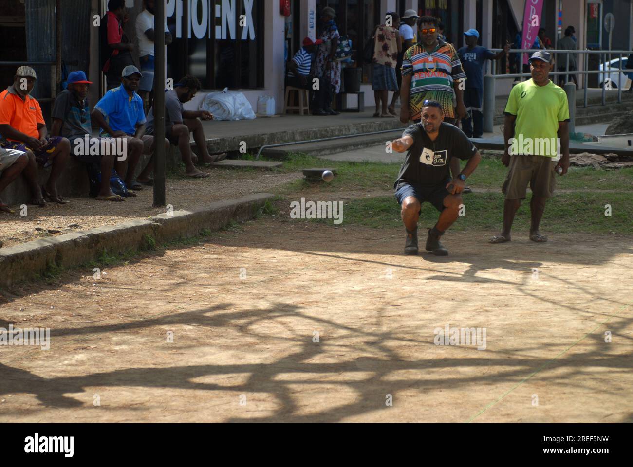 Il gioco del boule si gioca a Vanuatu Oceania. Foto Stock