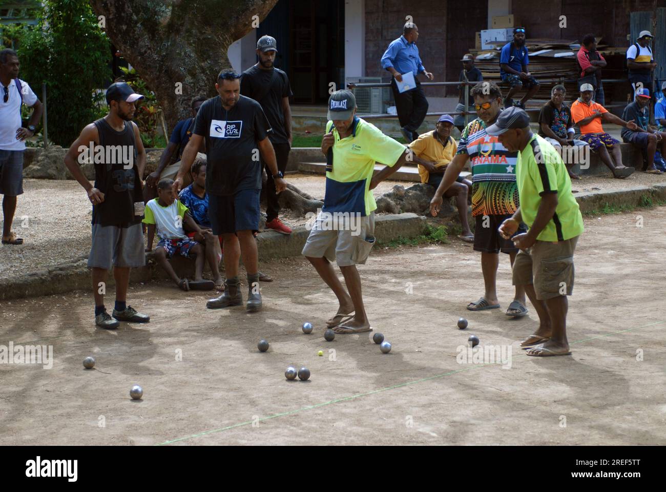 Il gioco del boule si gioca a Vanuatu Oceania. Foto Stock