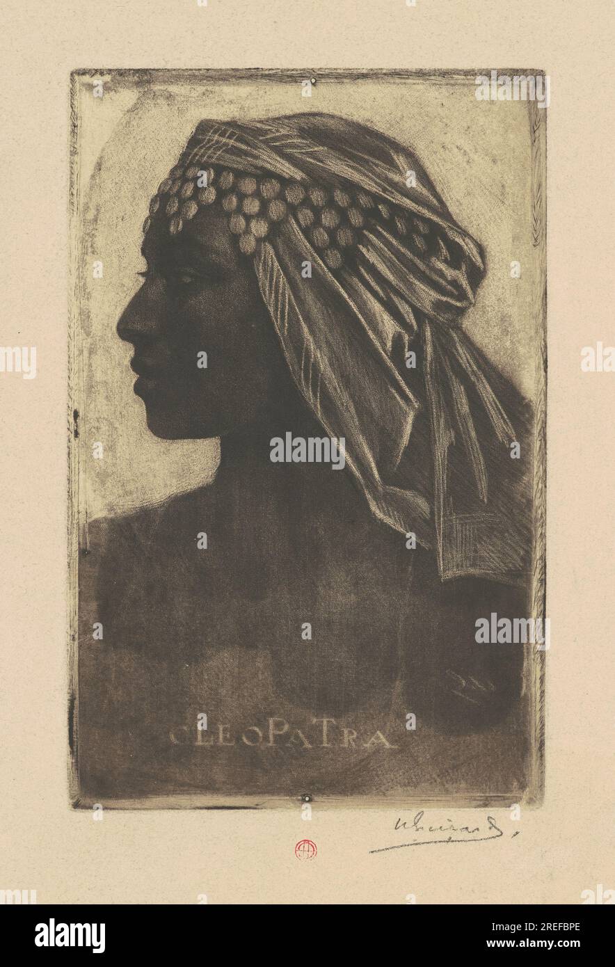 Henri-Charles Guérard, Cleopatra, prima del 1889, mezzotinta con acquatinta su carta deposta, piatto: 19,8 x 12,6 cm (7 13/16 x 4 15/16 pollici) Foglio: 27,8 x 20 cm (10 15/16 x 7 7/8 pollici), Ailsa Mellon Bruce Fund, 2016.37.1' Foto Stock