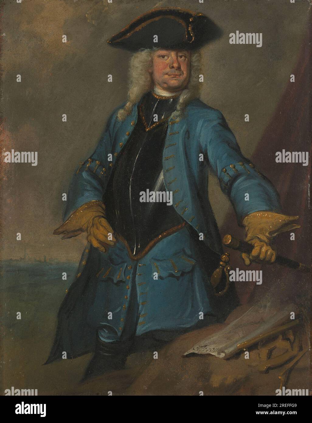 Ritratto di Gerrit Sichterman, Quartiermastro generale della cavalleria, colonnello della fanteria Orange-Groningen, Comandante della tomba 1725 di Cornelis Troost Foto Stock