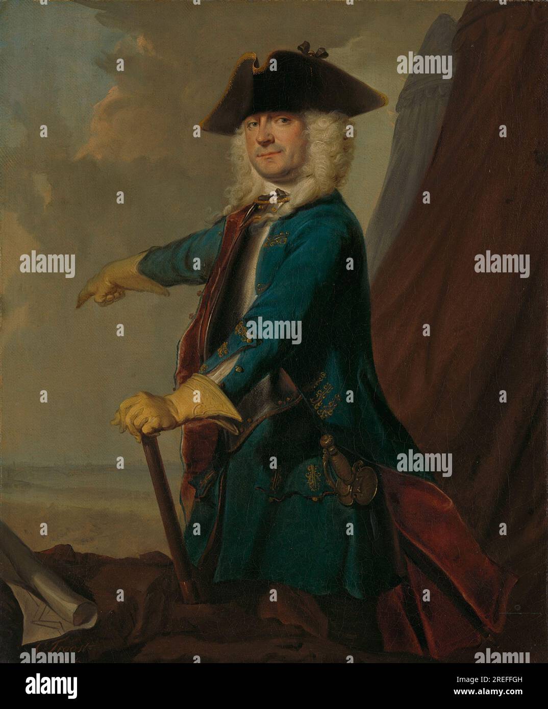 Gerrit Sichterman (1688-1730). Comandante generale di cavalleria, colonnello del reggimento di fanteria Oranje-Groningen, comandante della tomba 1725 di Cornelis Troost Foto Stock