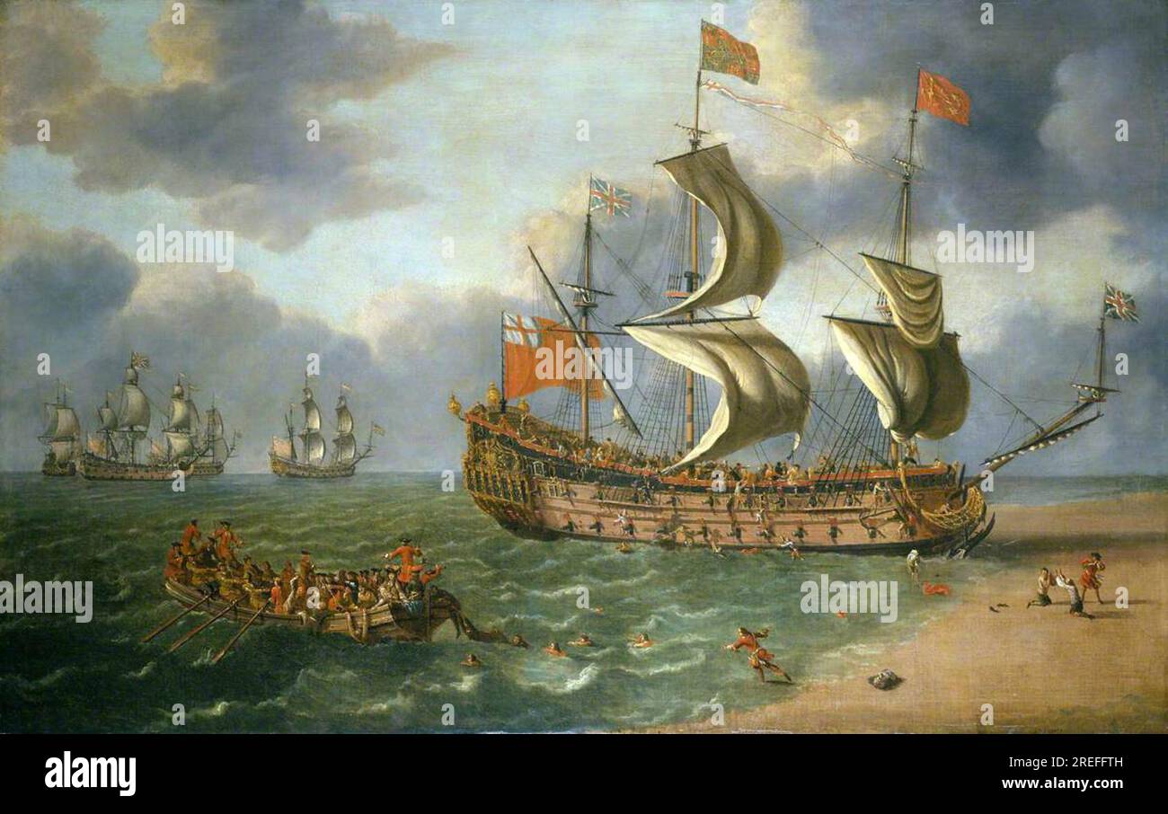 Il relitto del 'Gloucester' al largo di Yarmouth, 6 maggio 1682 circa 1682 di Johan Danckerts Foto Stock