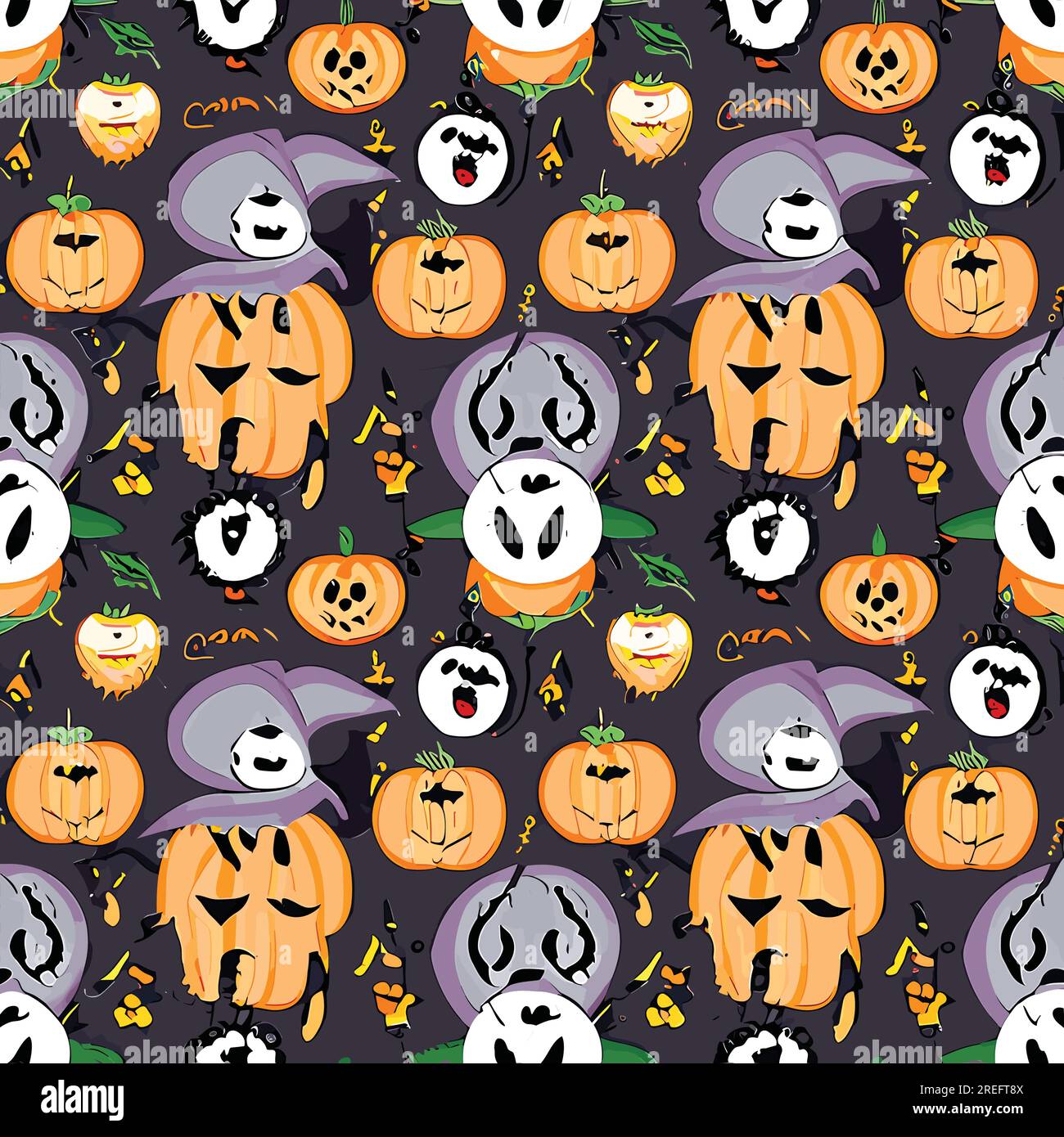 Modello senza cuciture Halloween Monsters Illustrazione Vettoriale