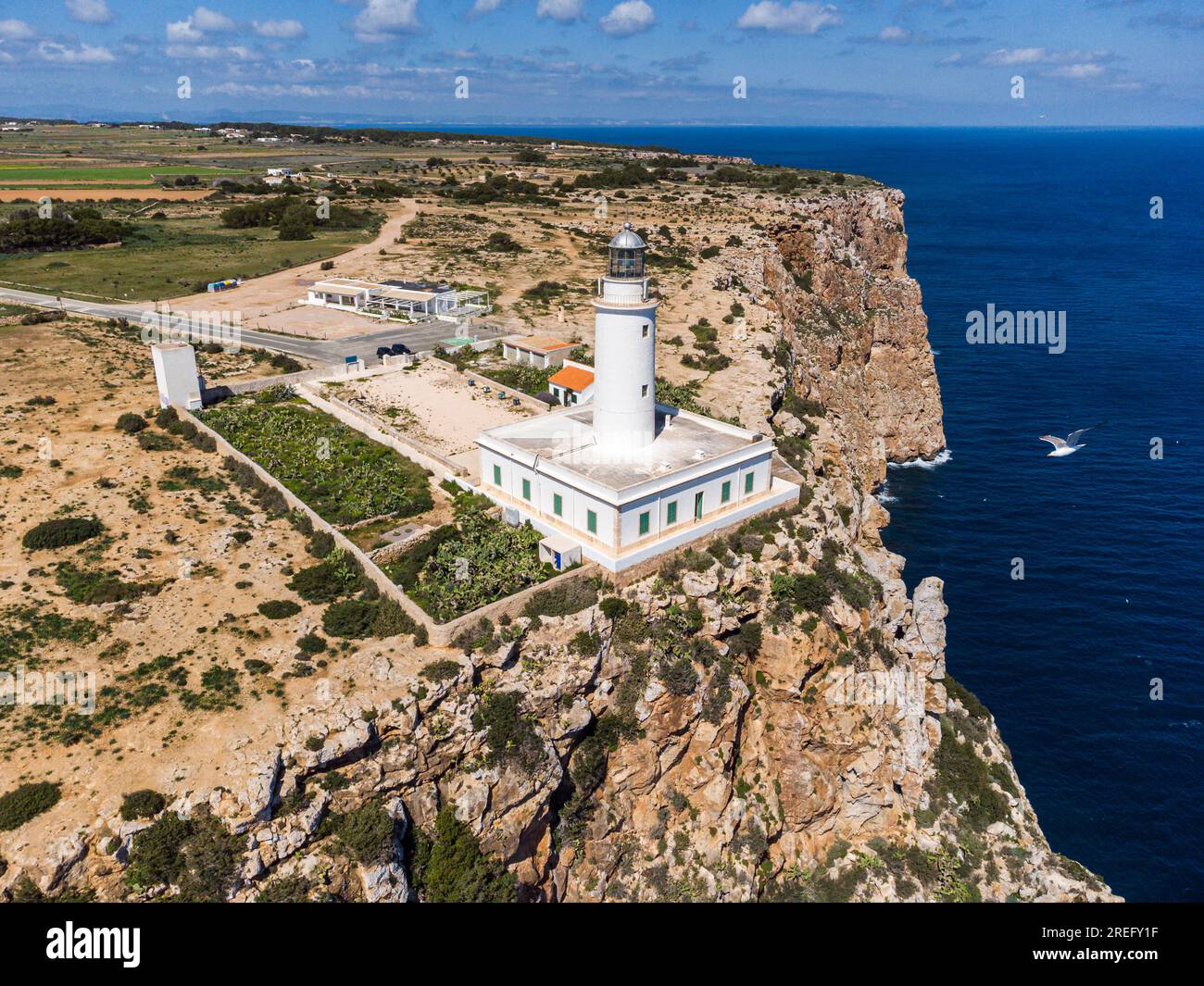 Faro di la Mola , Formentera, Isole Pitiusas, Comunità Balearic, Spagna Foto Stock