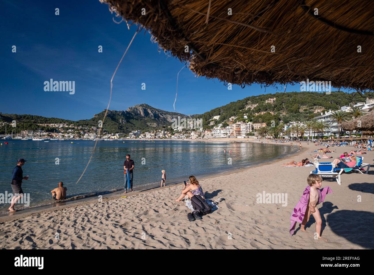 Spiaggia di Repic, valle di Soller, Maiorca, Isole Baleari, Spagna Foto Stock