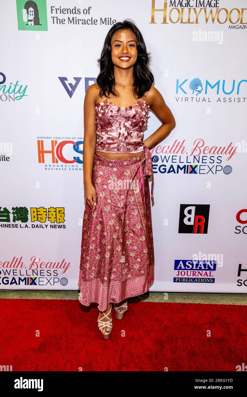 Los Angeles, USA. 27 luglio 2023. La modella Leiana Gonzalez partecipa al Mega Mix Expo Health and Beauty all'Hilton Los Angeles San Gabriel, Los Angeles, CA 27 luglio 2023 crediti: Eugene Powers/Alamy Live News Foto Stock