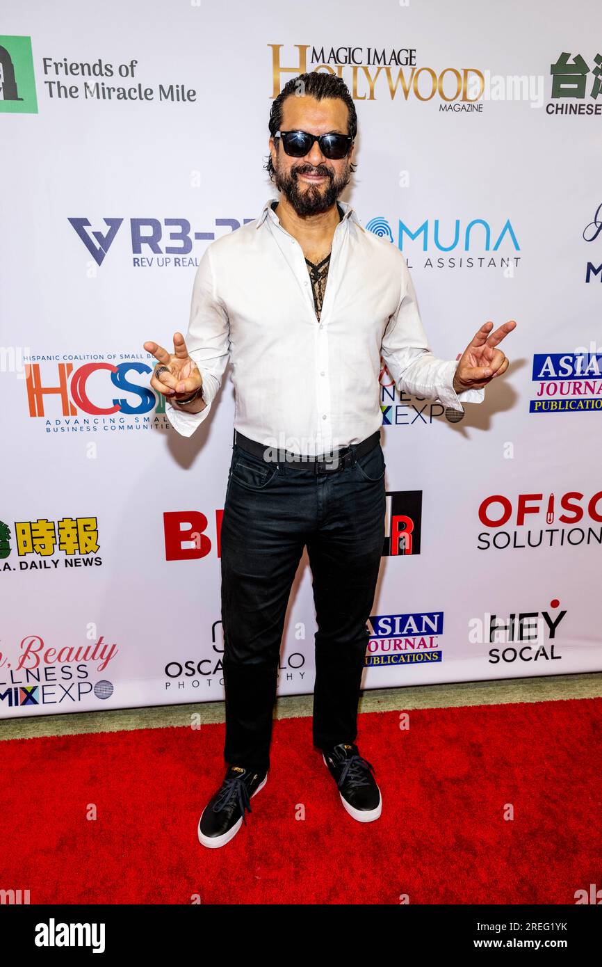 Los Angeles, USA. 27 luglio 2023. Il produttore cinematografico Joss Gomez partecipa al Mega Mix Expo Health and Beauty all'Hilton Los Angeles San Gabriel, Los Angeles, CA 27 luglio 2023 Credit: Eugene Powers/Alamy Live News Foto Stock