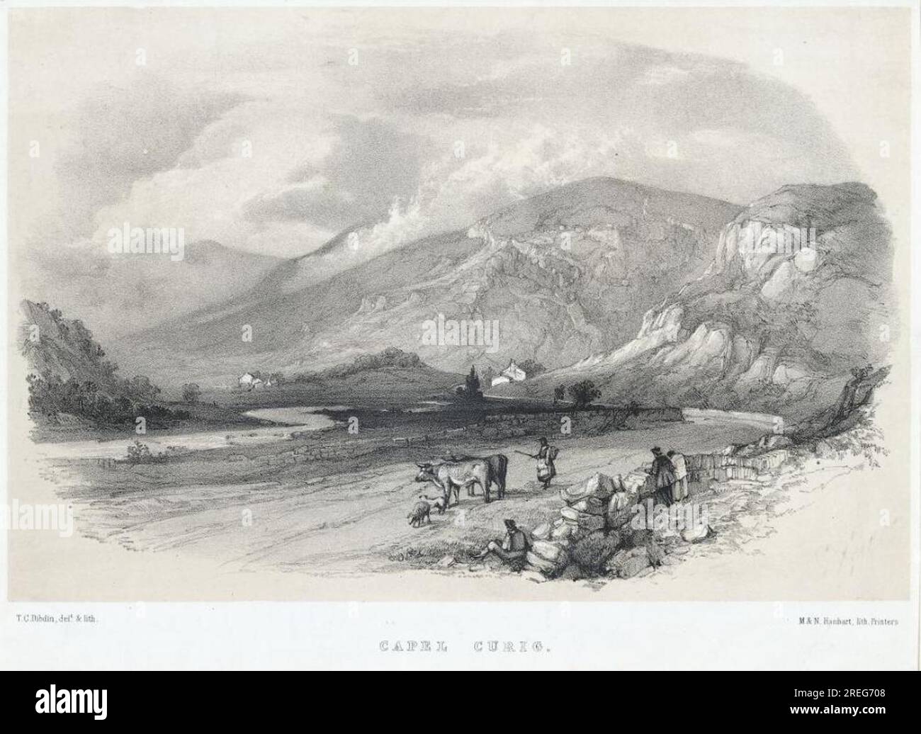 Capel Curig circa 1860 di Thomas Colman Dibdin Foto Stock