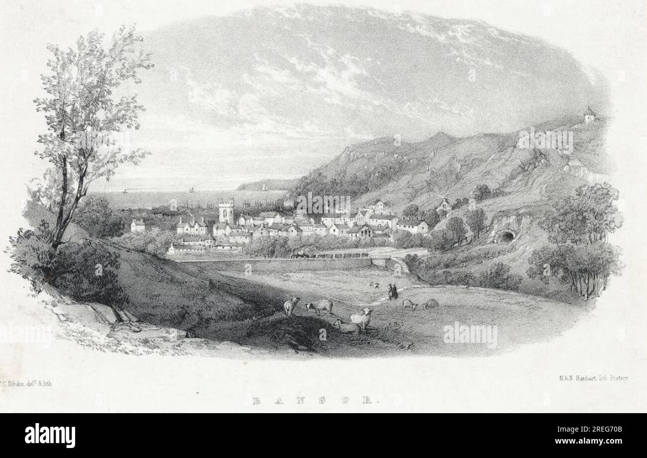 Bangor circa 1865 di Thomas Colman Dibdin Foto Stock