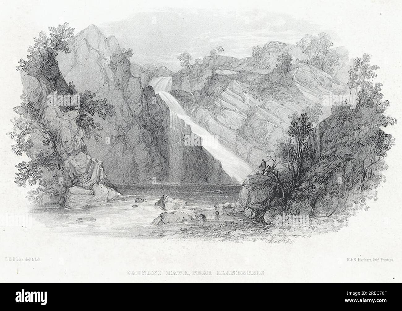Caenant Mawr, vicino a Llanberris, circa 1840 di Thomas Colman Dibdin Foto Stock