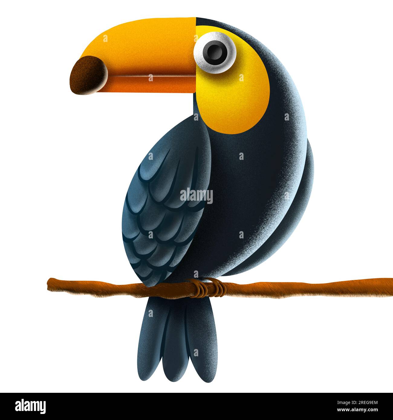 simpatico giocattolo in 3d, illustrazione dei personaggi degli uccelli. Disegno pappagallo. Foto Stock