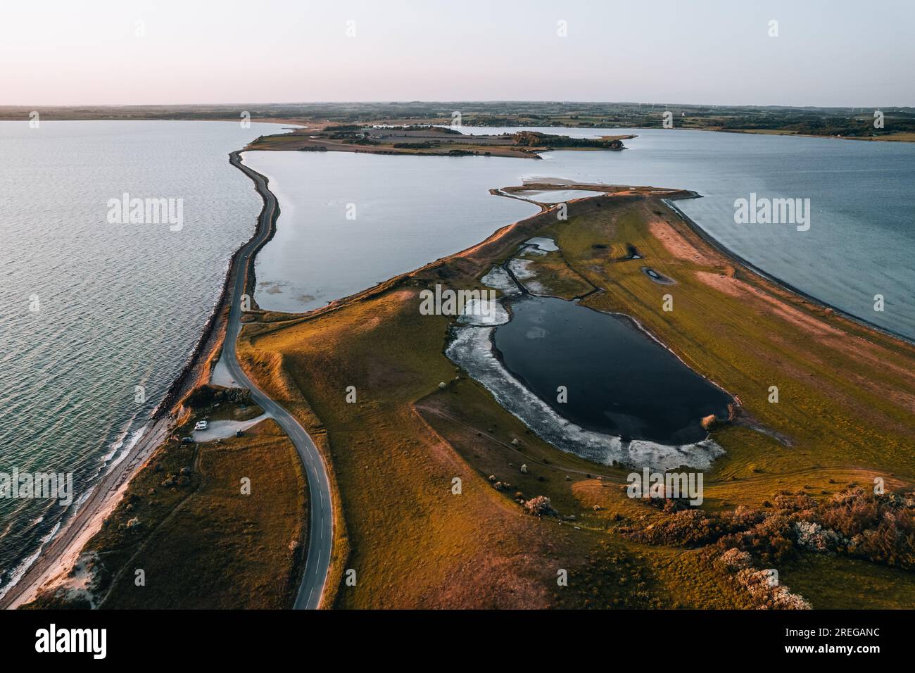 Riprese aeree dell'isola di Helnaes, Funen, Fyn, Danimarca Foto Stock