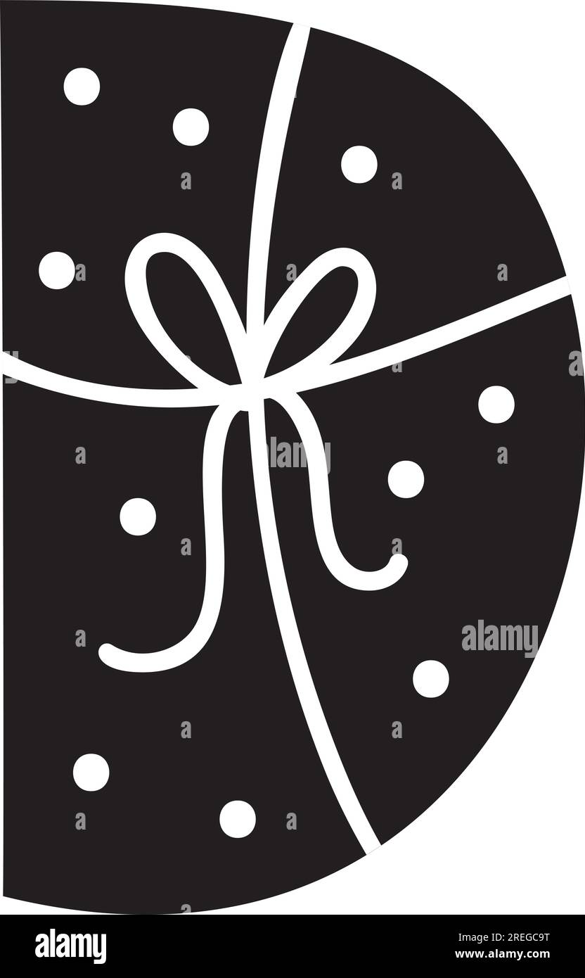 Visualizza caratteri vettoriali natalizi invernali lettera D alfabeto. Caratteri maiuscoli scandinavi abc elemento per social media, web design, poster, banner Illustrazione Vettoriale