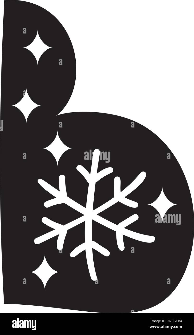 Visualizza caratteri vettoriali natalizi invernali lettera B alfabeto. Caratteri maiuscoli scandinavi abc elemento per social media, web design, poster, banner Illustrazione Vettoriale