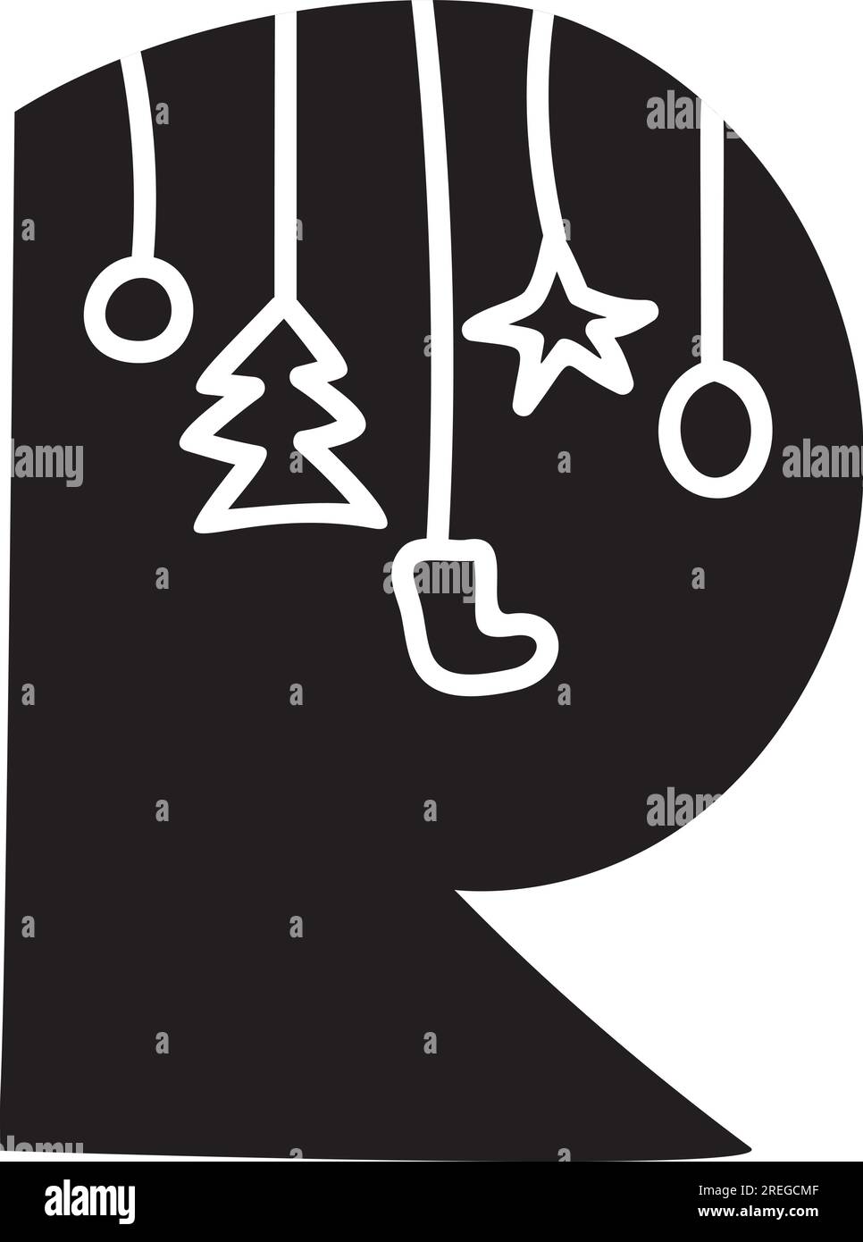 Visualizza caratteri vettoriali invernali di Natale lettera R alfabeto. Caratteri maiuscoli scandinavi abc elemento per social media, web design, poster, banner Illustrazione Vettoriale