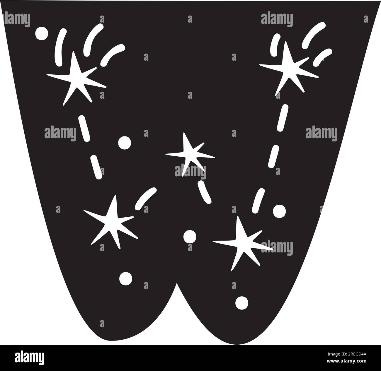 Visualizza l'alfabeto lettera W del carattere vettoriale invernale natalizio. Caratteri maiuscoli scandinavi abc elemento per social media, web design, poster, banner Illustrazione Vettoriale