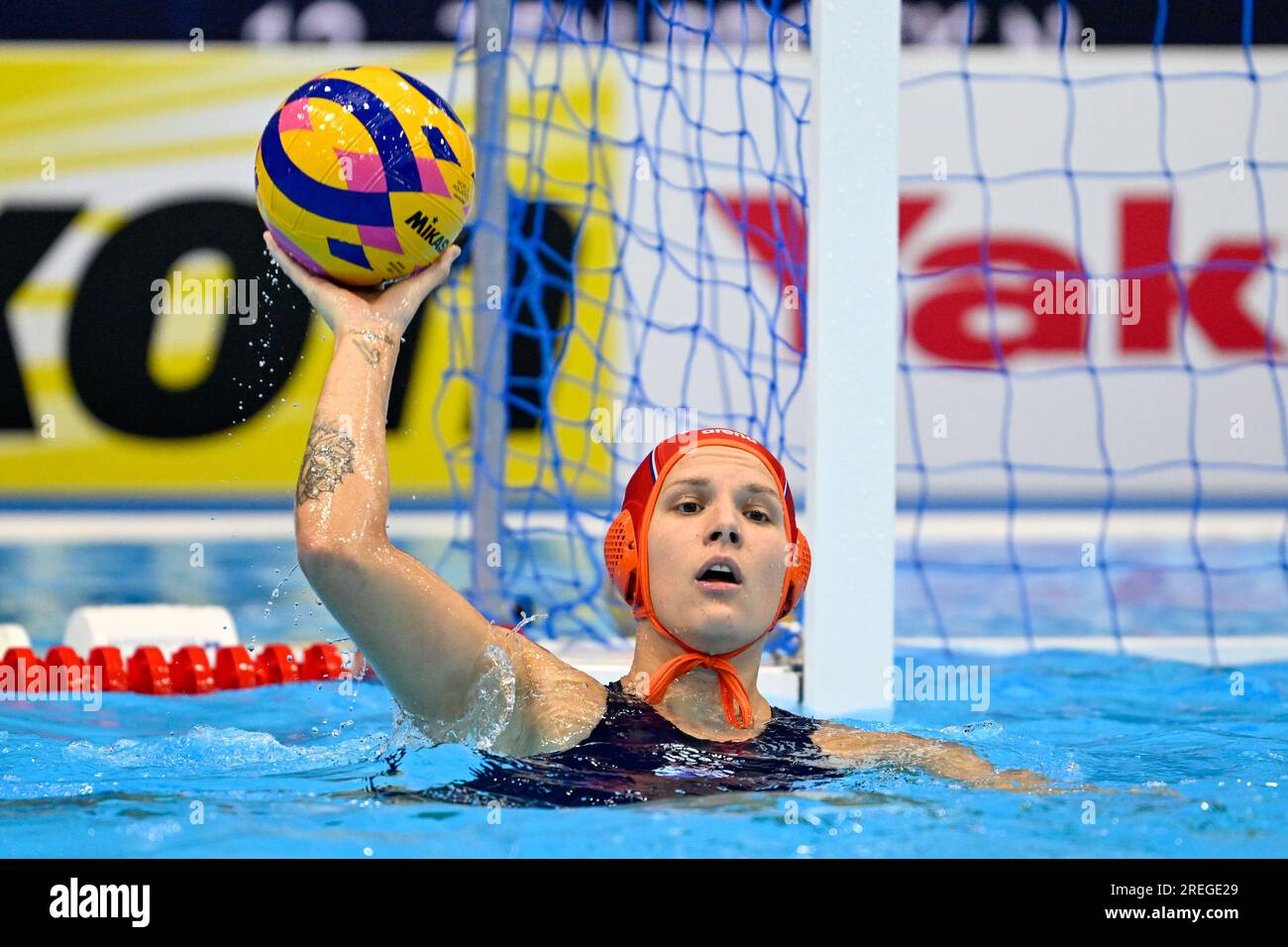 Fukuoka, Giappone. 28 luglio 2023. FUKUOKA, GIAPPONE - LUGLIO 28: Laura Aarts dei Paesi Bassi durante la partita di pallanuoto femminile tra Italia e Paesi Bassi il giorno 15 dei Campionati mondiali di acquacoltura 2023 di Fukuoka alla Marine Messe Fukuoka Hall B il 28 luglio 2023 a Fukuoka, Giappone. (Foto di Pablo Morano/Agenzia BSR) credito: Agenzia BSR/Alamy Live News Foto Stock