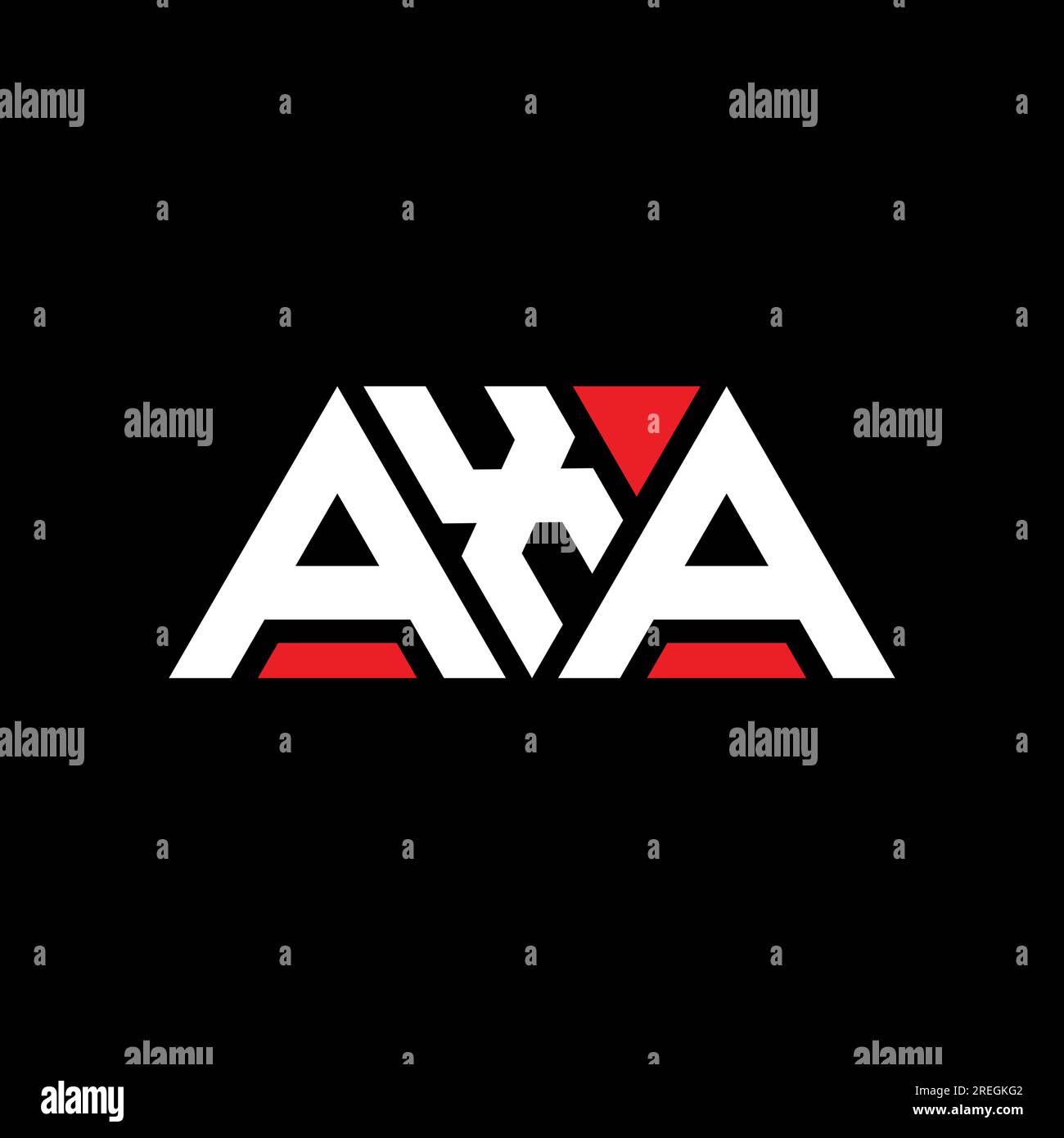 Logo AXA a lettera triangolare con forma triangolare. Monogramma di design con logo a triangolo AXA. Modello con logo vettoriale a triangolo AXA di colore rosso. AXA triangul Illustrazione Vettoriale