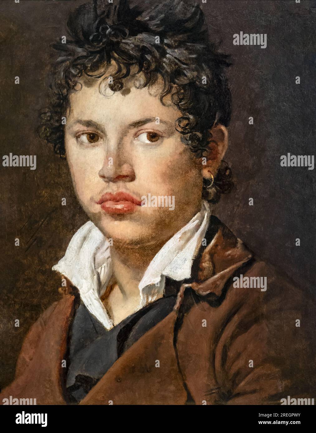 Musée Ingres-Bourdelle - Portrait de jeune homme à la boucle d'oreille; 1804 - Jean-Auguste-Dominique Ingres 1804 di Jean Auguste Dominique Ingres Foto Stock