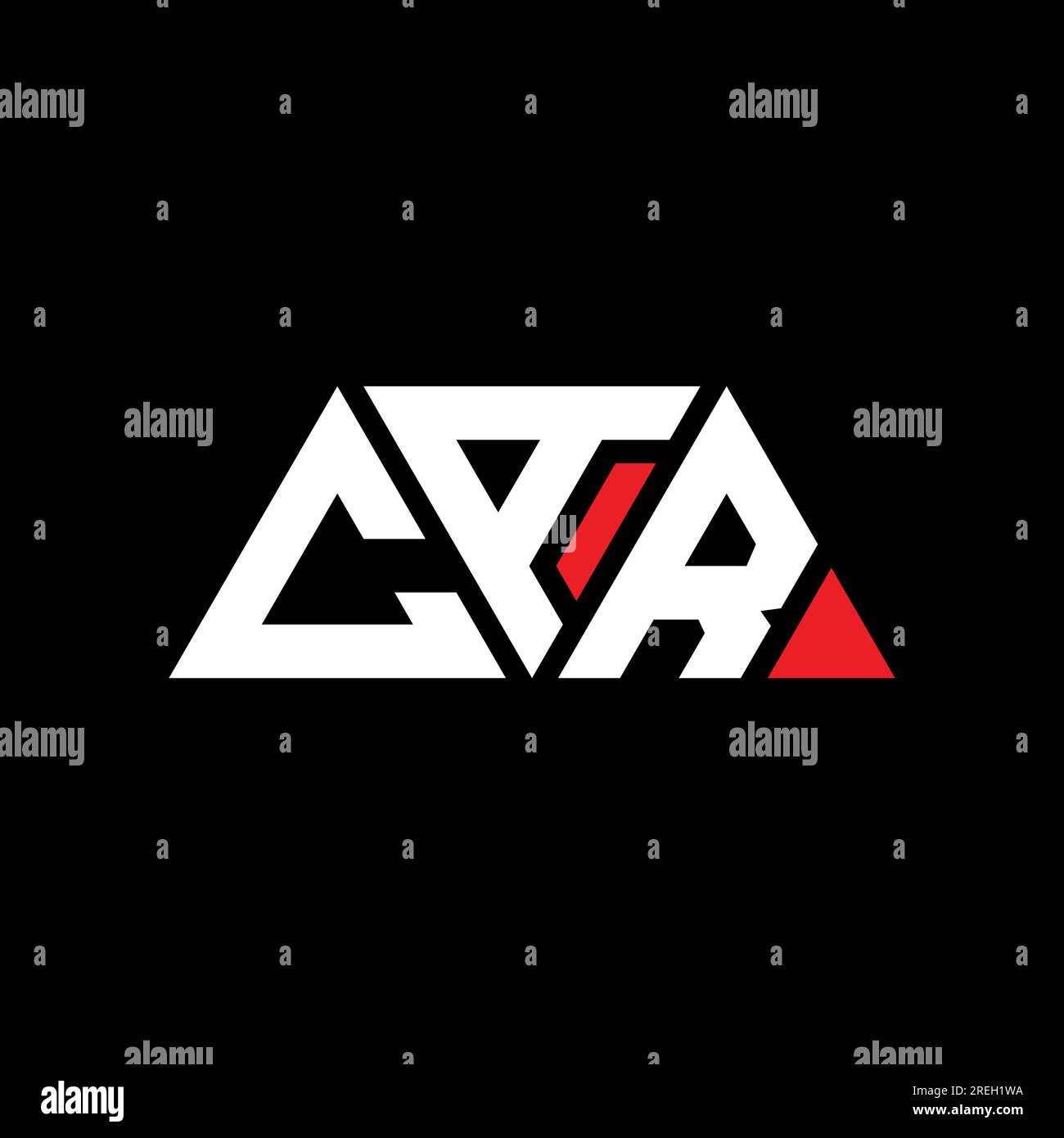 Design con logo triangolare PER AUTO e forma triangolare. Monogramma di design con logo triangolare PER AUTO. Modello con logo vettoriale triangolare PER AUTO DI colore rosso. AUTO triangul Illustrazione Vettoriale