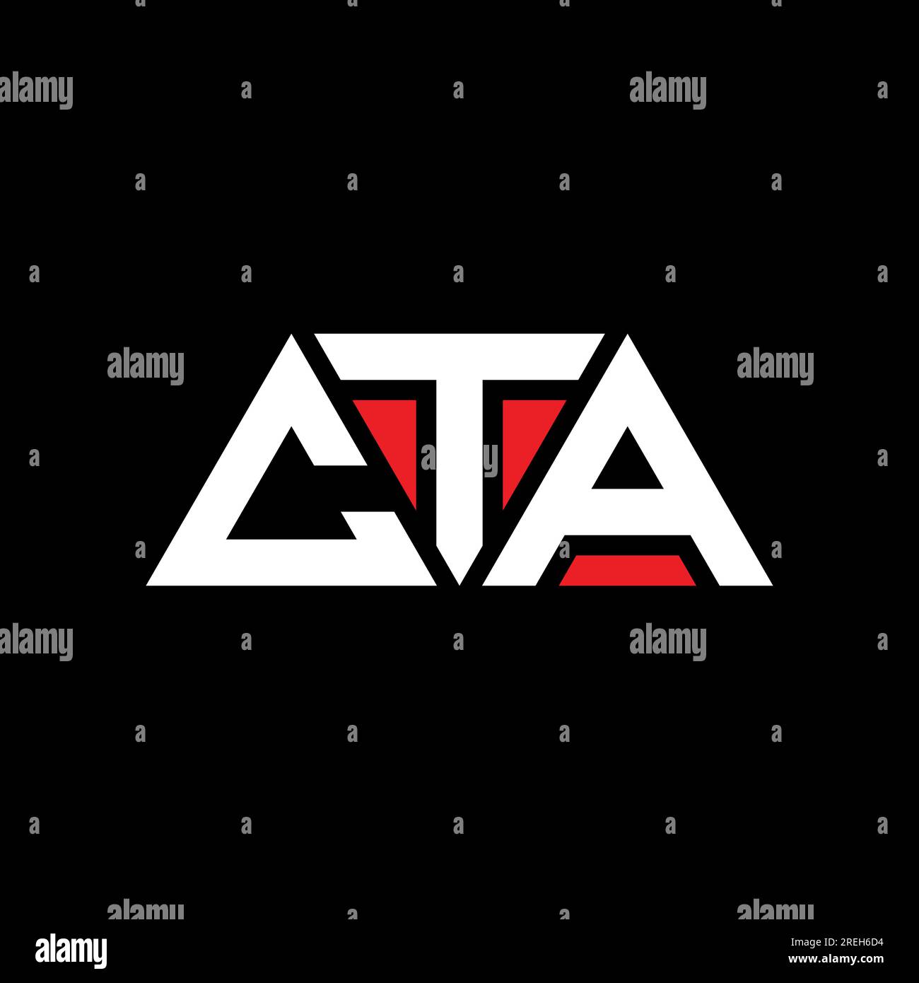 Logo CTA a forma di lettera triangolare con forma a triangolo. Monogramma con logo triangolare CTA. Modello con logo vettoriale a triangolo CTA di colore rosso. CTA triangul Illustrazione Vettoriale