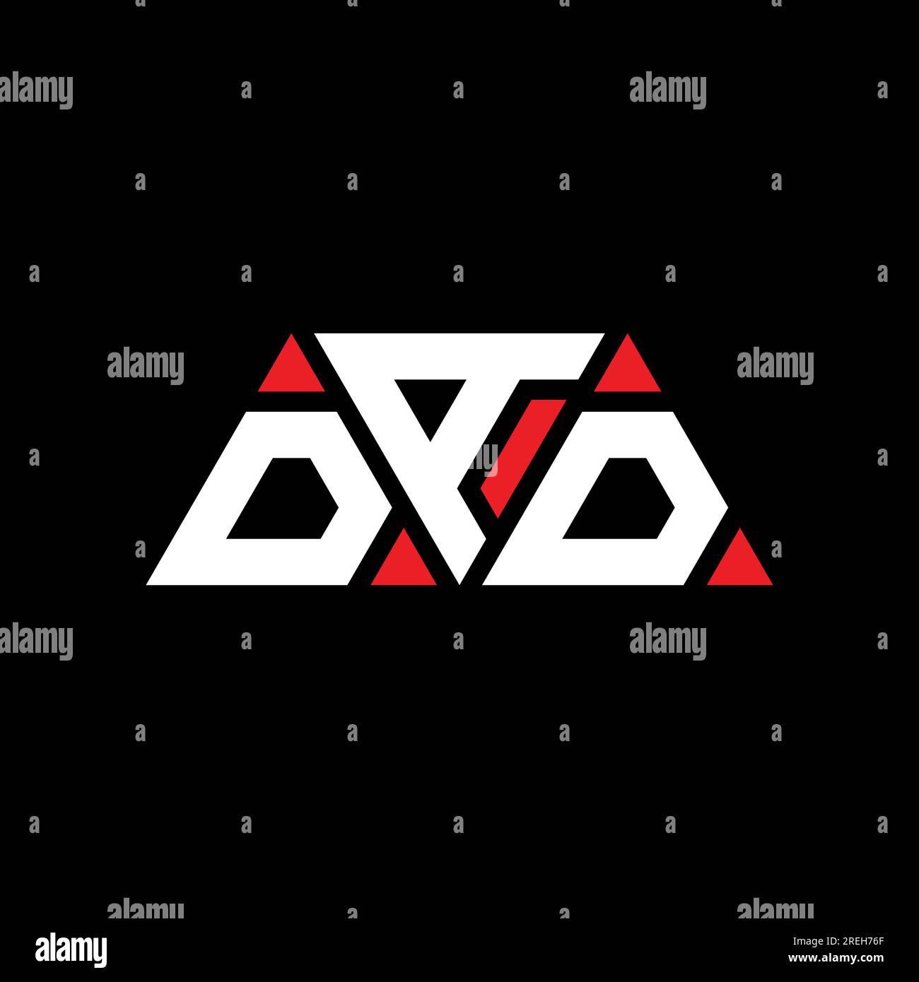 Logo DAD a forma di lettera triangolare con forma a triangolo. Monogramma di design del logo DAD Triangle. Modello con logo vettoriale DAD triangolare di colore rosso. PAPA' triangul Illustrazione Vettoriale