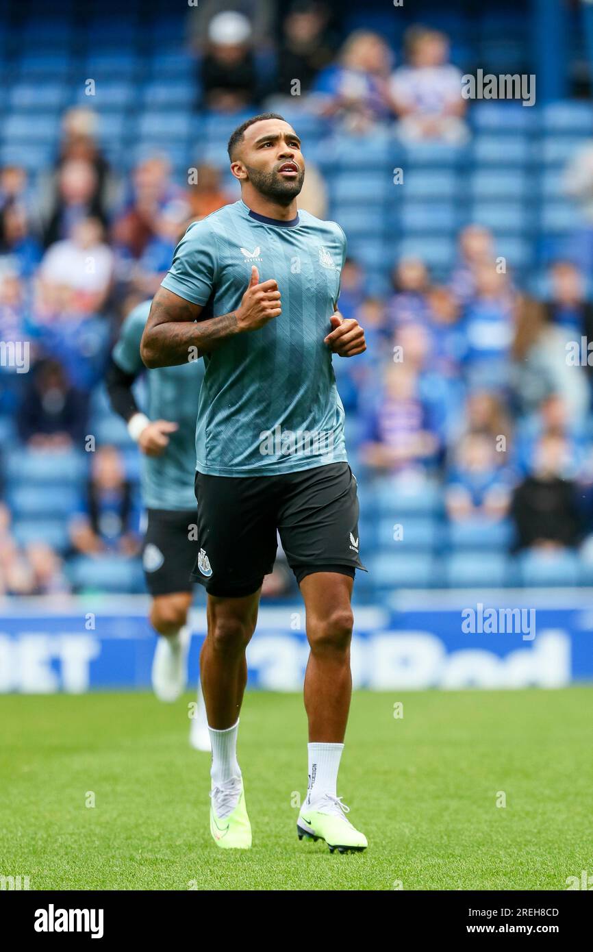 Callum Wilson che gioca con il Newcastle United FC allo stadio Ibrox, Glasgow, Scozia, Regno Unito Foto Stock