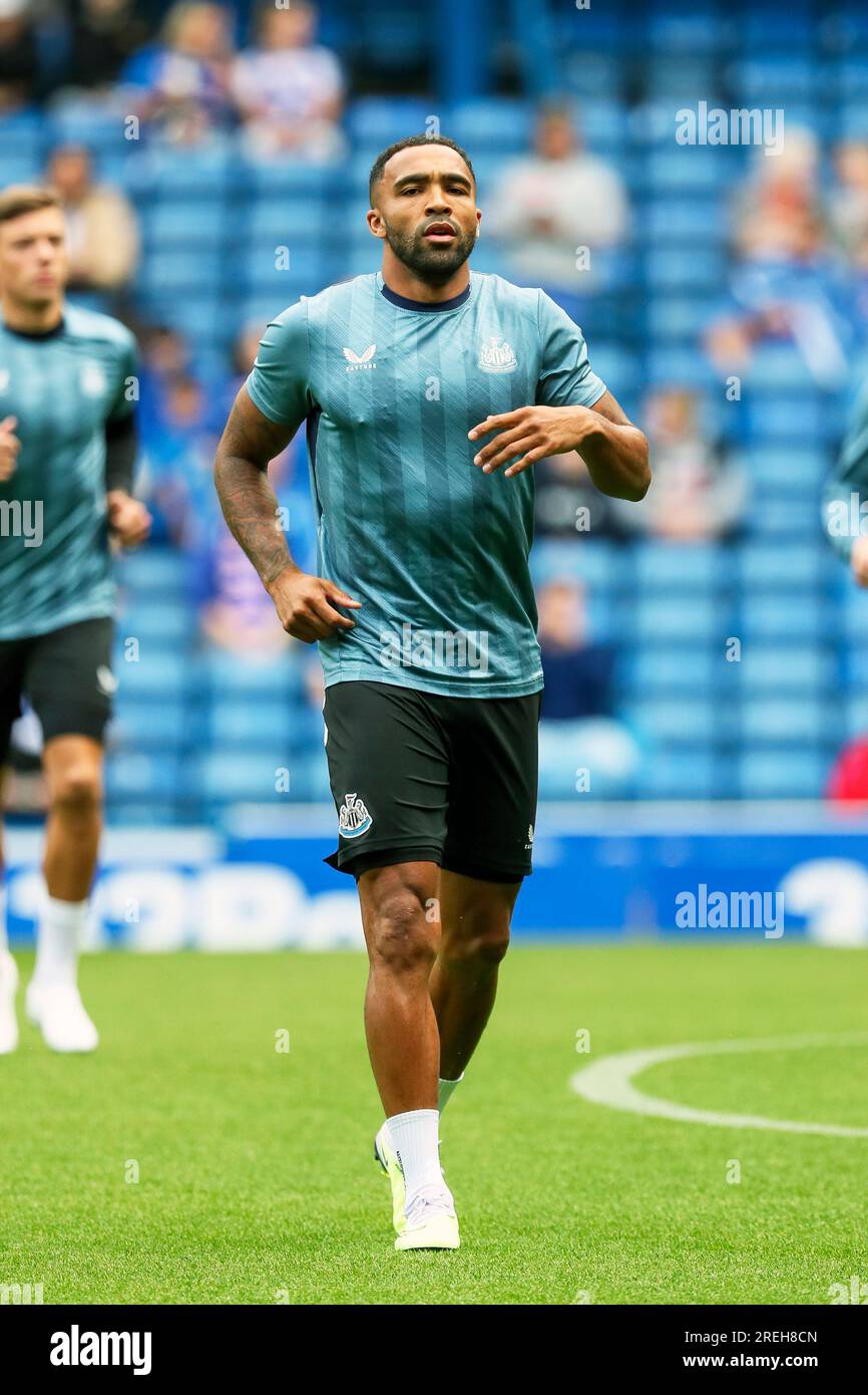 Callum Wilson che gioca con il Newcastle United FC allo stadio Ibrox, Glasgow, Scozia, Regno Unito Foto Stock