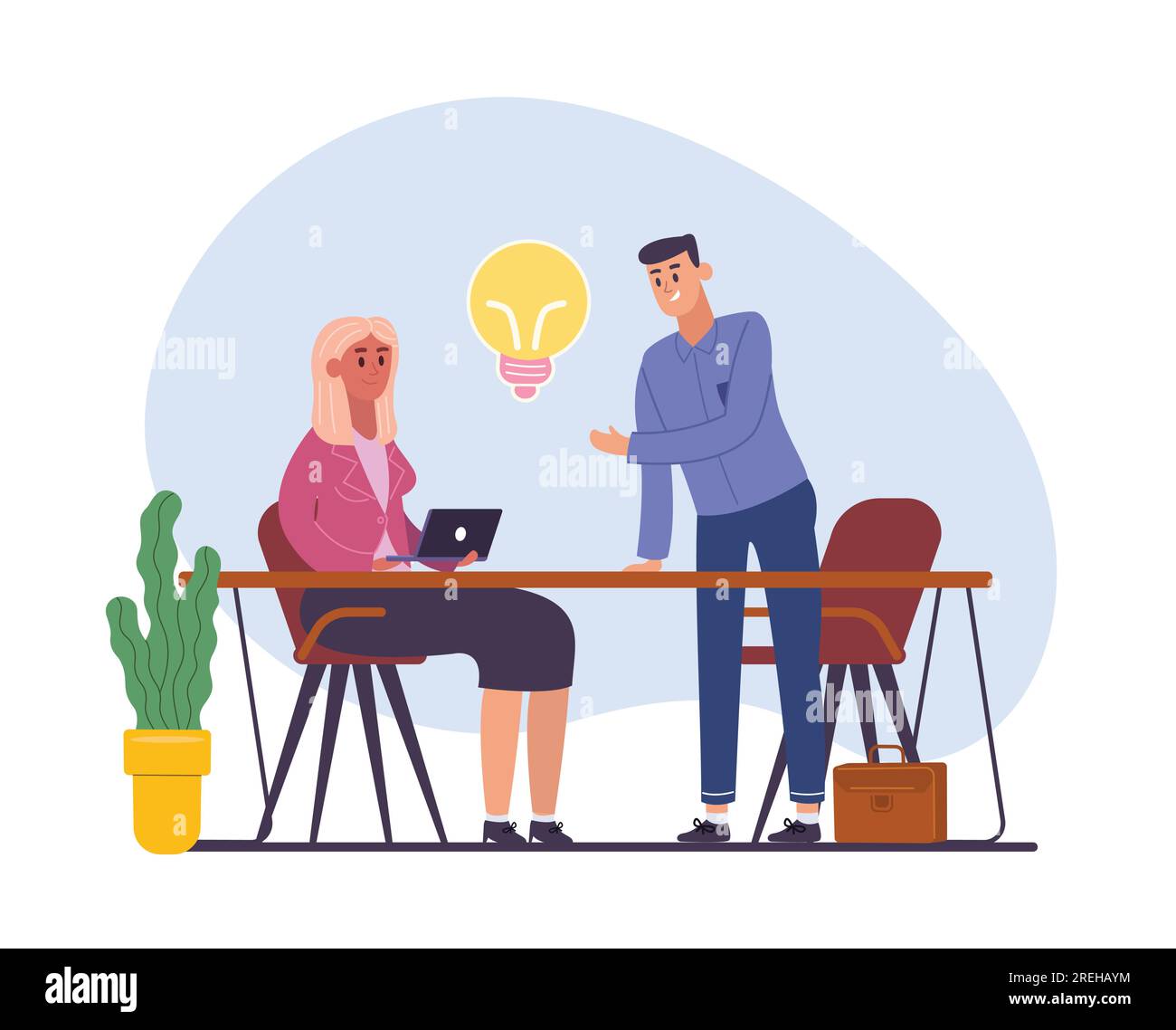 Idea creativa, soluzione aziendale e ispirazione. Soluzione aziendale creativa, lampadina e brainstorming. Illustrazione vettoriale Illustrazione Vettoriale