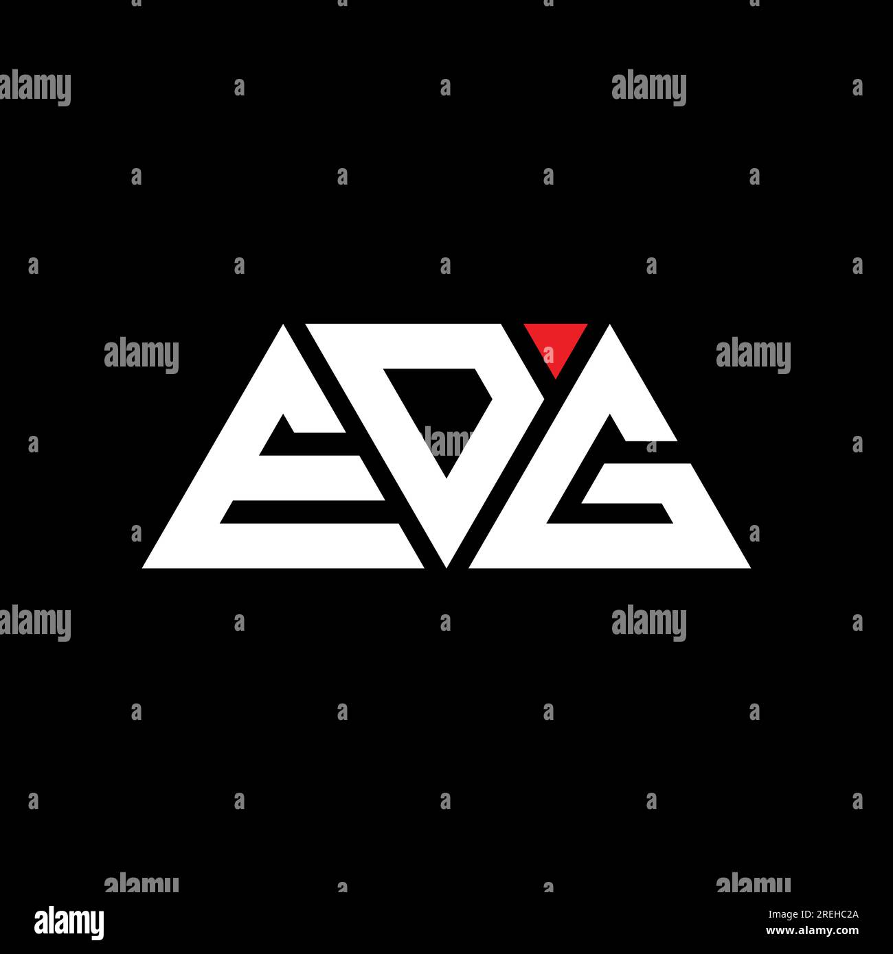 Logo EDG triangolare a lettere con forma triangolare. Monogramma di design con logo triangolare EDG. Modello logo vettoriale triangolare EDG di colore rosso. EDG triangul Illustrazione Vettoriale