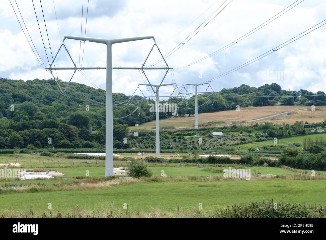 National Grid T-Pylons installato vicino a Portishead Somerset Regno Unito Foto Stock