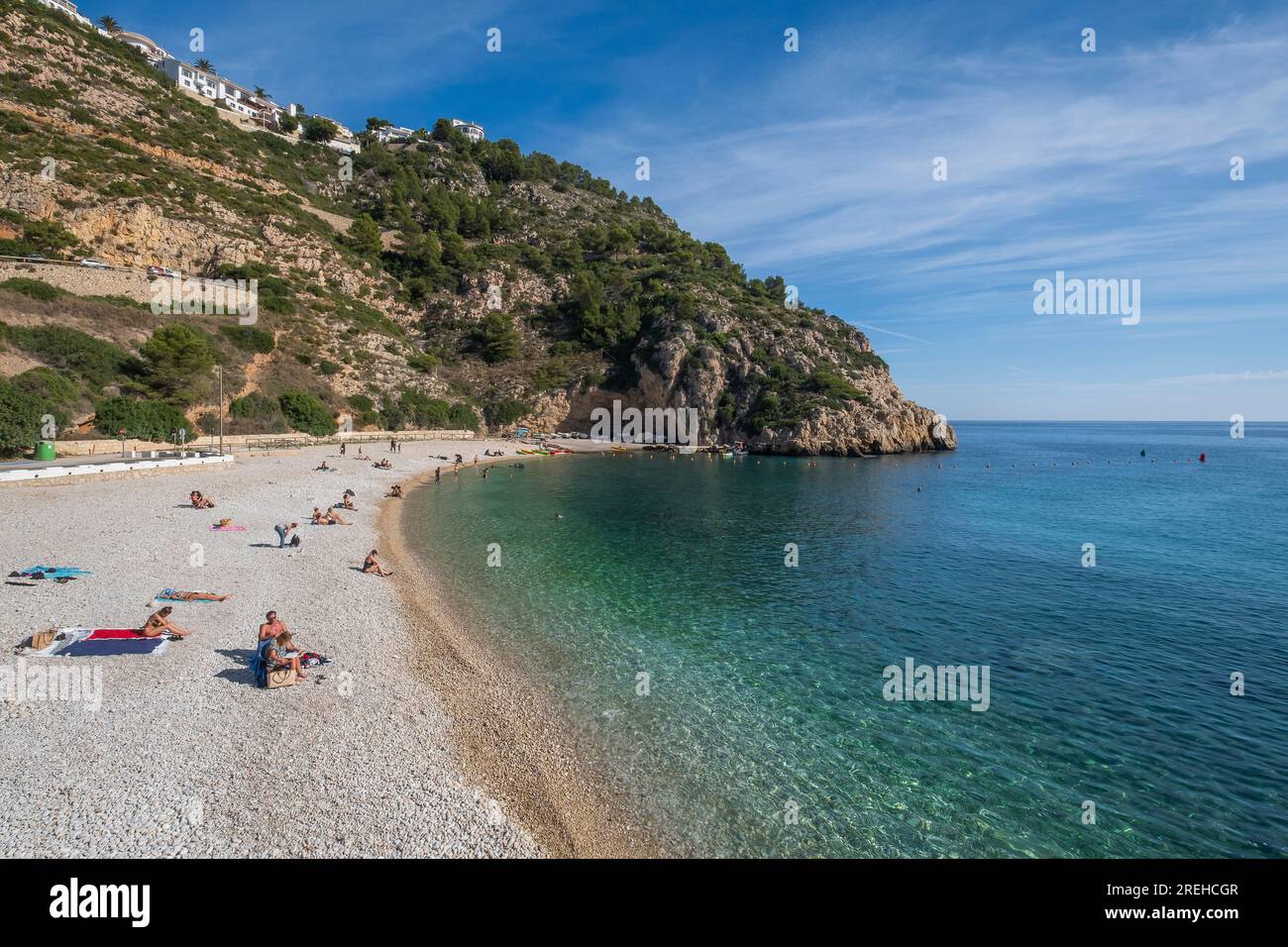 Spagna, Costa Blanca, Alicante, Javea, Spiaggia di Playa Granadella Foto Stock