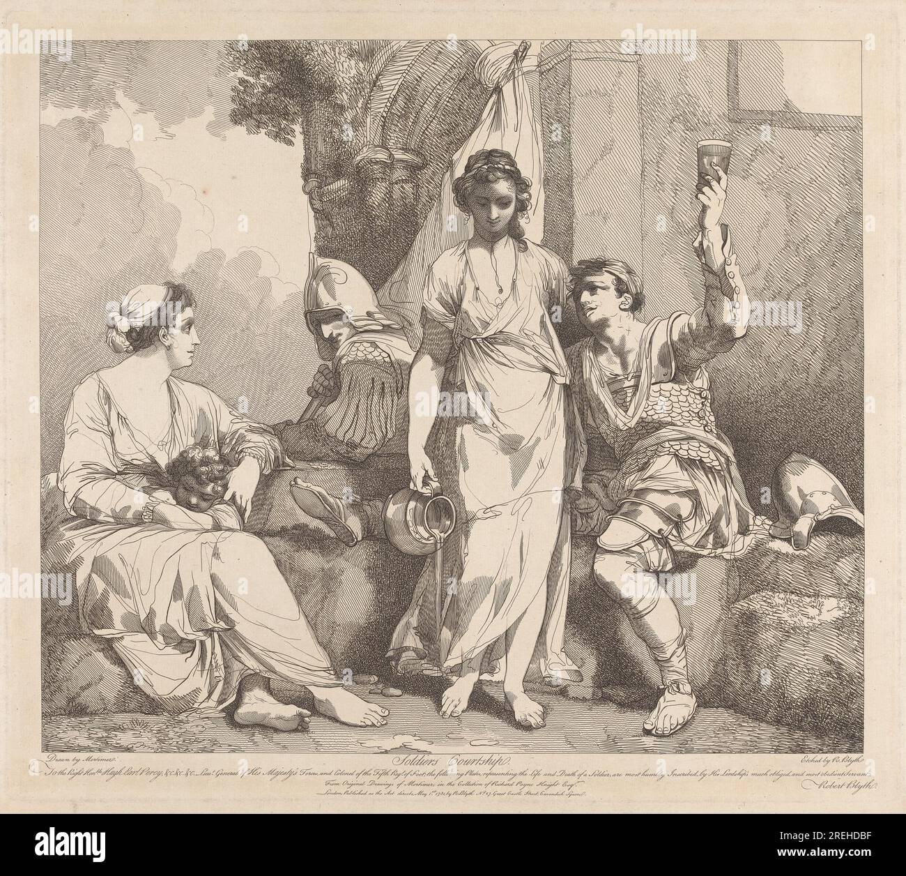 Life and Death of a Soldier: Soldier's Courtship (note al numero 54 del Catalogo Mortimer Exhibition 1968) 1781 di Robert Blyth Foto Stock