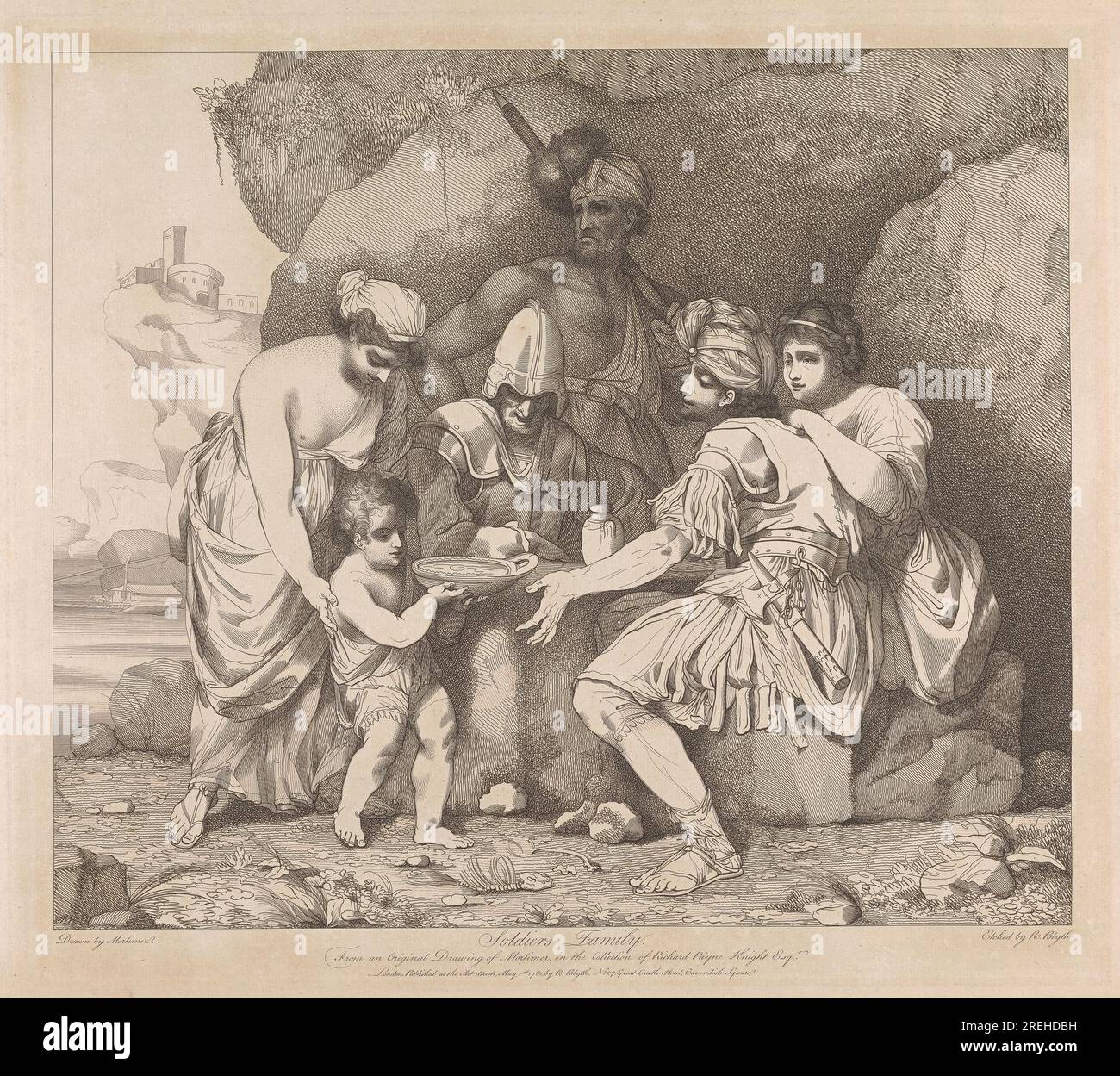 Life and Death of a Soldier: Soldier's Family (note al numero 55 del Catalogo Mortimer Exhibition 1968) 1781 di Robert Blyth Foto Stock