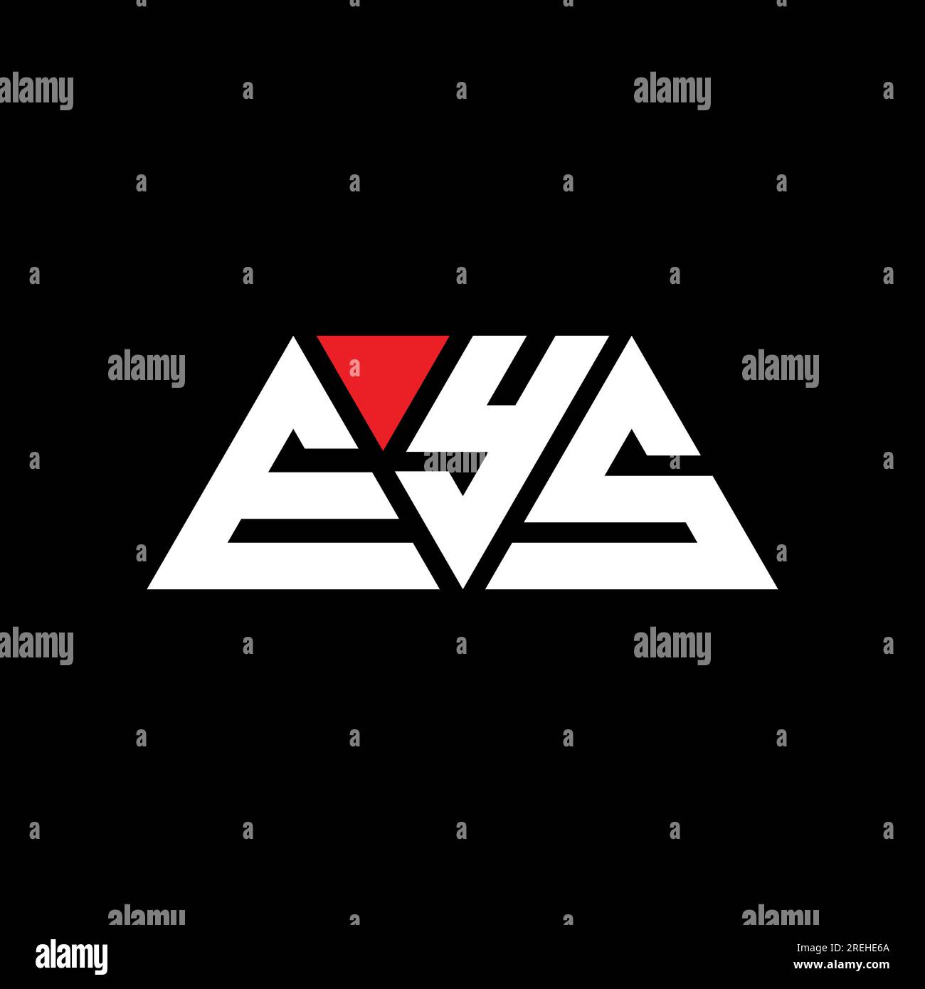 Logo a lettere triangolari EYS con forma triangolare. Monogramma con logo EYS Triangle. Modello logo vettoriale a triangolo EYS di colore rosso. EYS triangul Illustrazione Vettoriale