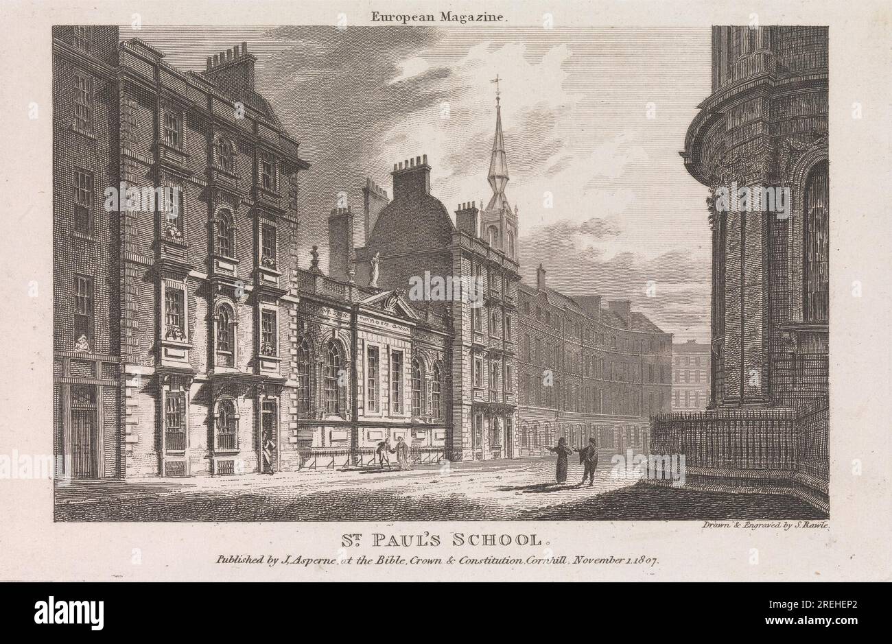 St Paul's School 1807 di Samuel Rawle Foto Stock