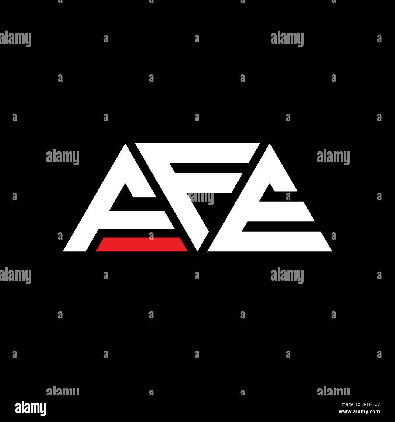 Logo FFE a lettera triangolare con forma a triangolo. Monogramma di design con logo triangolare FFE. Modello di logo vettoriale a triangolo FFE di colore rosso. FFE triangul Illustrazione Vettoriale