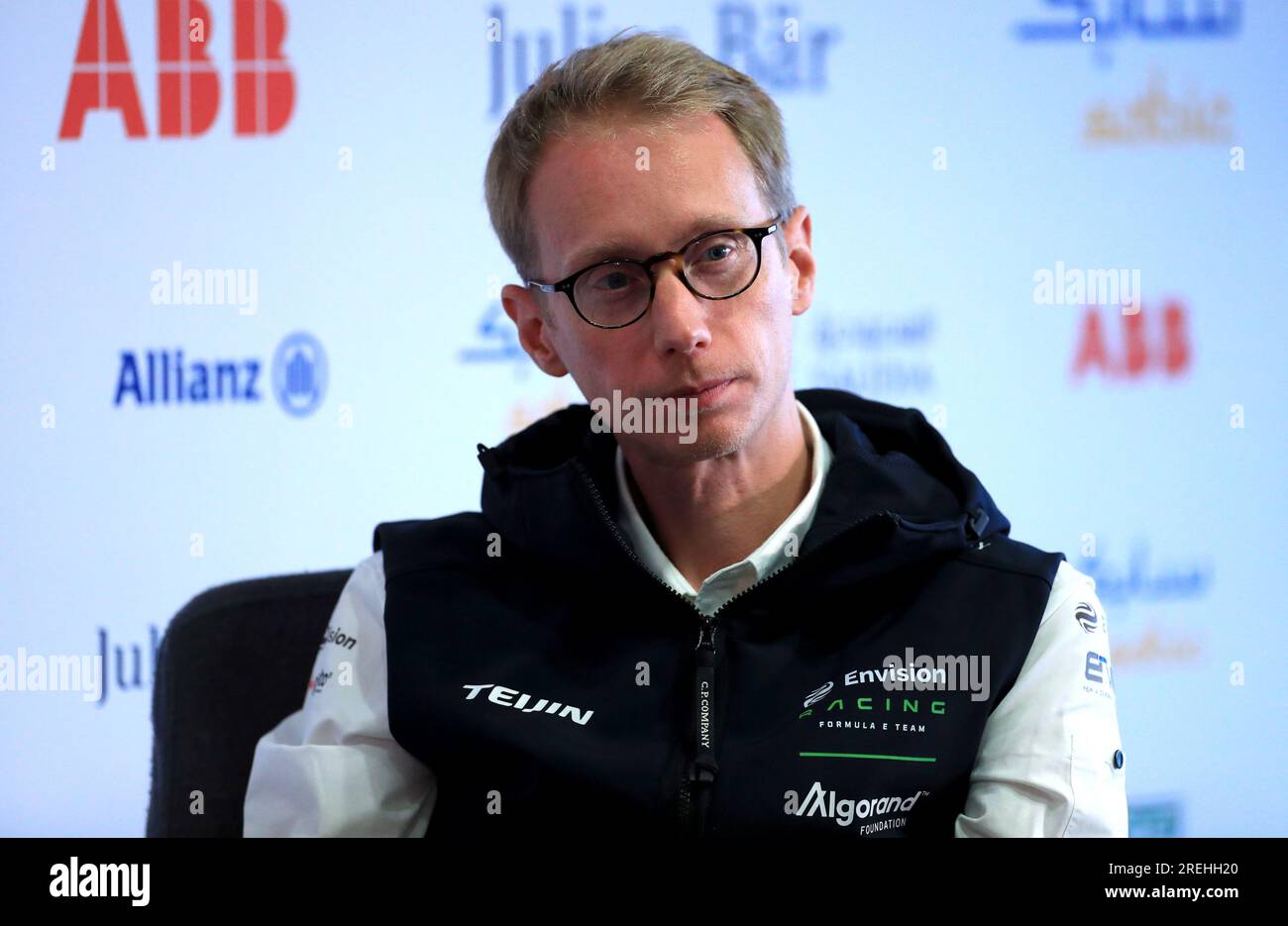 Il team principal di Envision Racing Sylvain Filippi durante una conferenza stampa in vista dell'e-Prix Hankook di Londra 2023 all'Excel Circuit di Londra. Data immagine: Venerdì 28 luglio 2023. Foto Stock