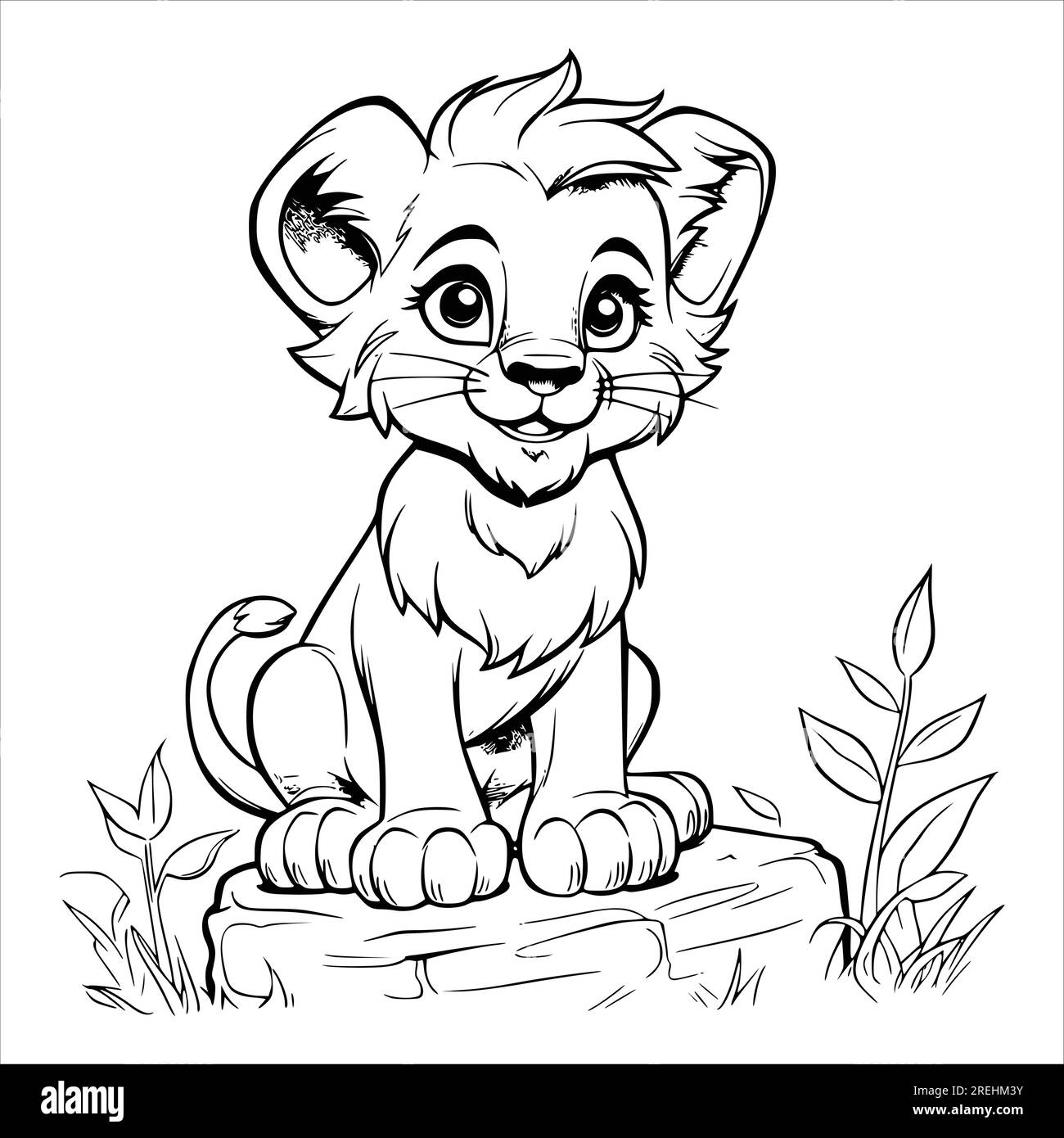 Disegno di pagine da colorare cuccioli di leone per bambini Immagine e  Vettoriale - Alamy