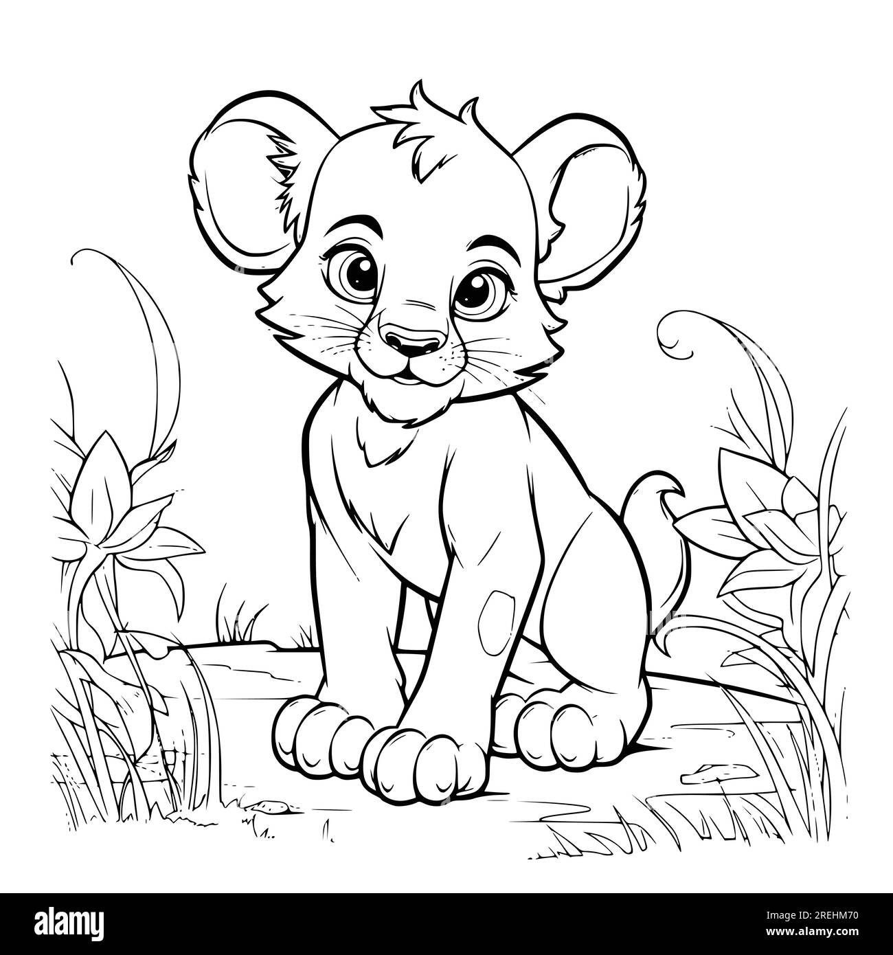 Disegno di pagine da colorare cuccioli di leone per bambini