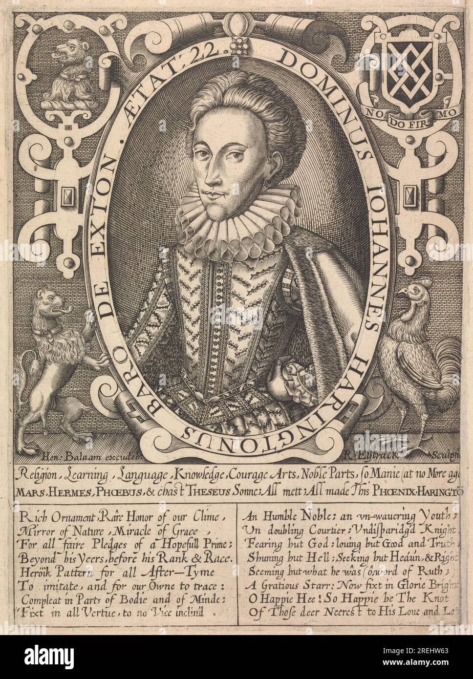 John Harington, secondo barone Harington di Exton tra il 1610 e il 1614, di Renold Elstracke Foto Stock