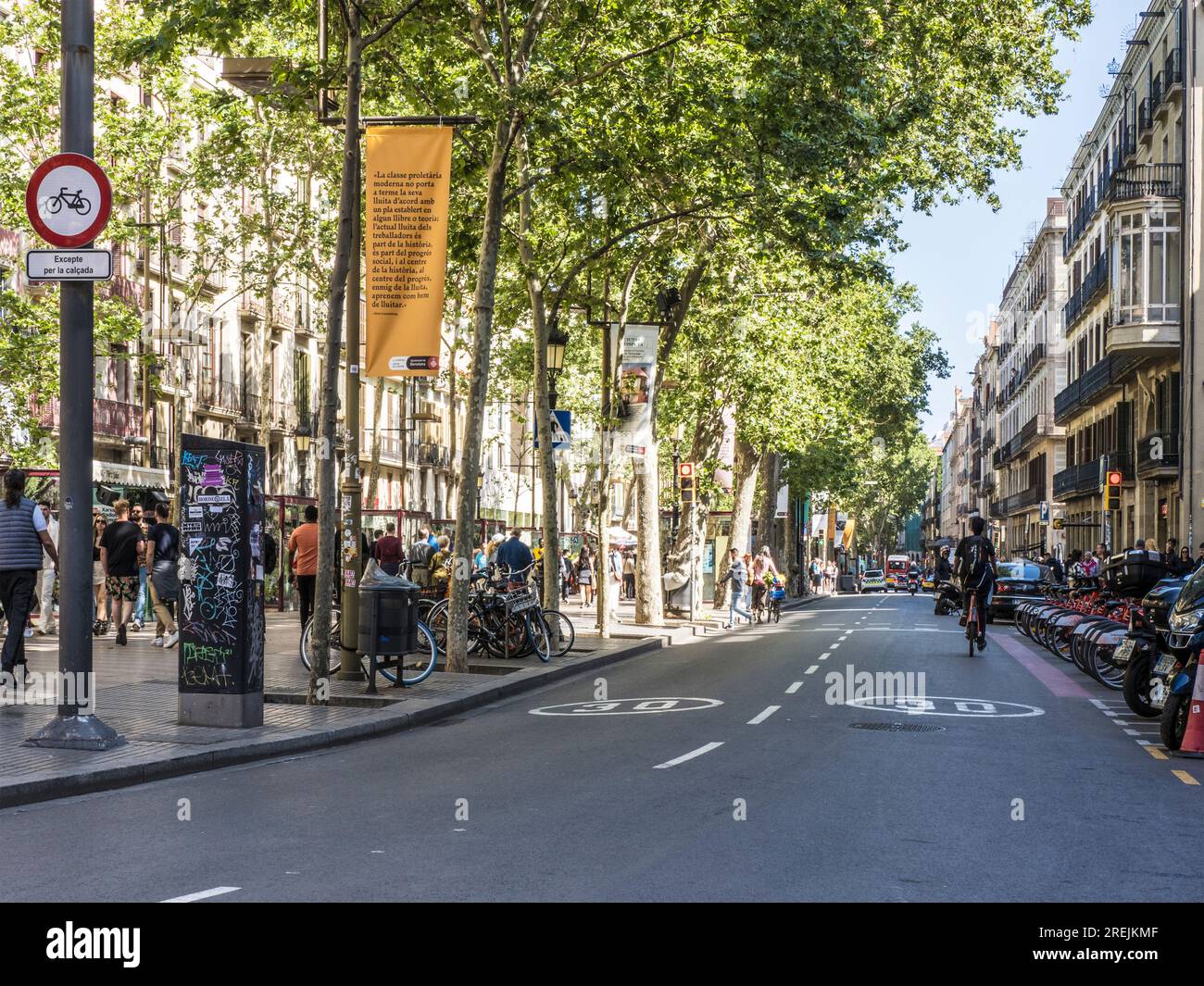 Las Ramblas di Barcellona, in Catalogna, Spagna. Foto Stock