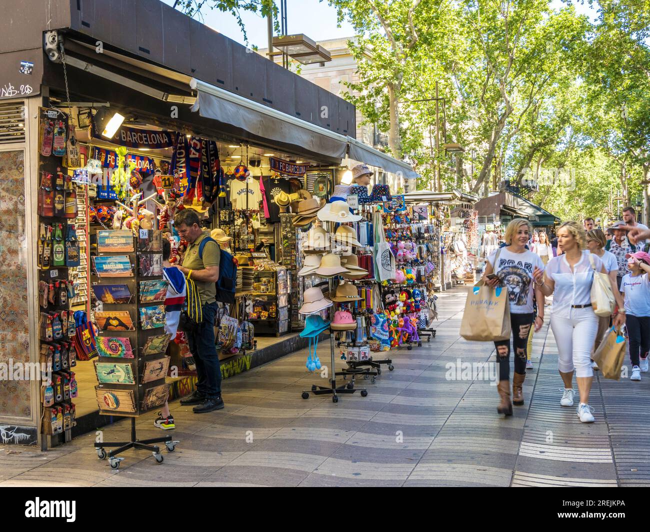 Las Ramblas di Barcellona, in Catalogna, Spagna. Foto Stock