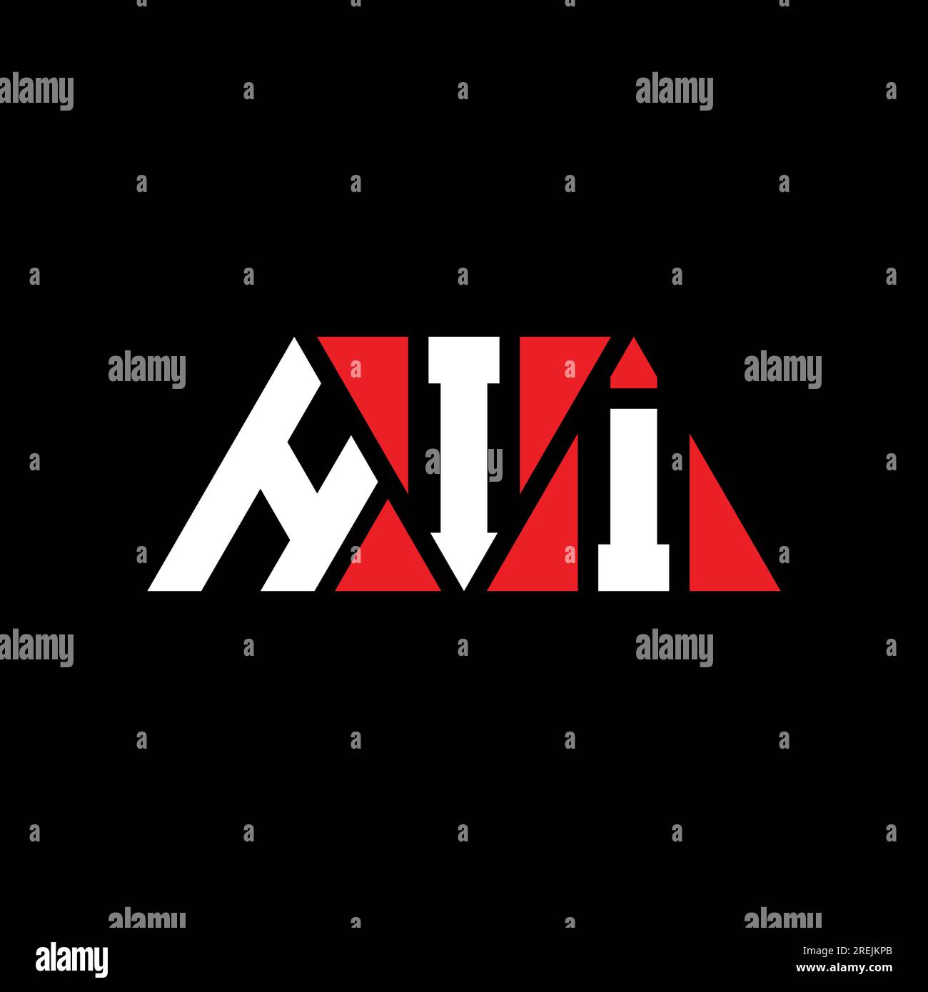 Logo HII triangolare a lettera con forma triangolare. Monogramma con logo triangolare HII. Modello con logo vettoriale triangolare HII di colore rosso. HII triangul Illustrazione Vettoriale